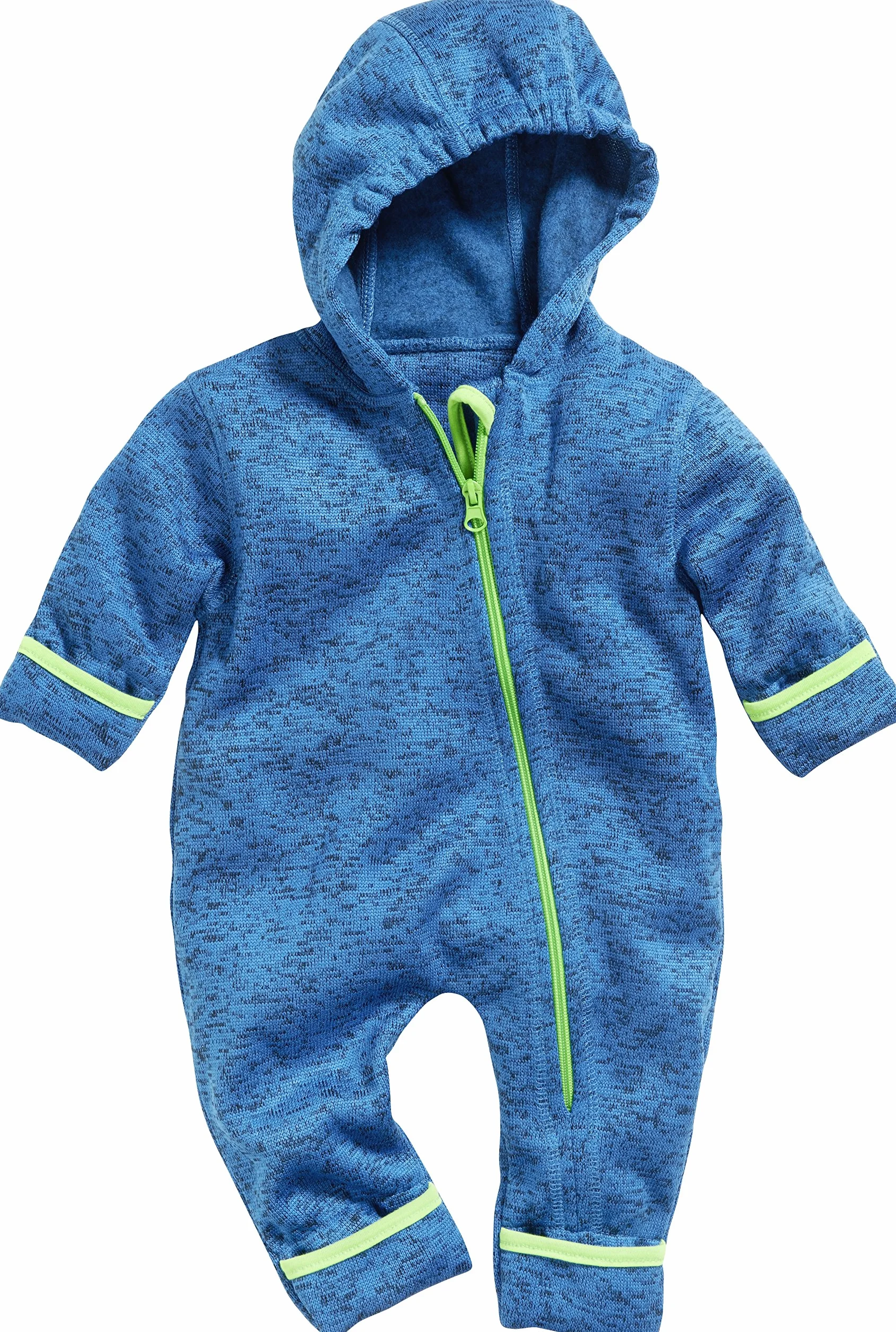 Playshoes Dziecięcy kombinezon polarowy, oddychający kombinezon unisex dla chłopców i dziewczynek, z długim zamkiem błyskawicznym i kapturem, melanżowy wzór, 7 – niebieski, 92