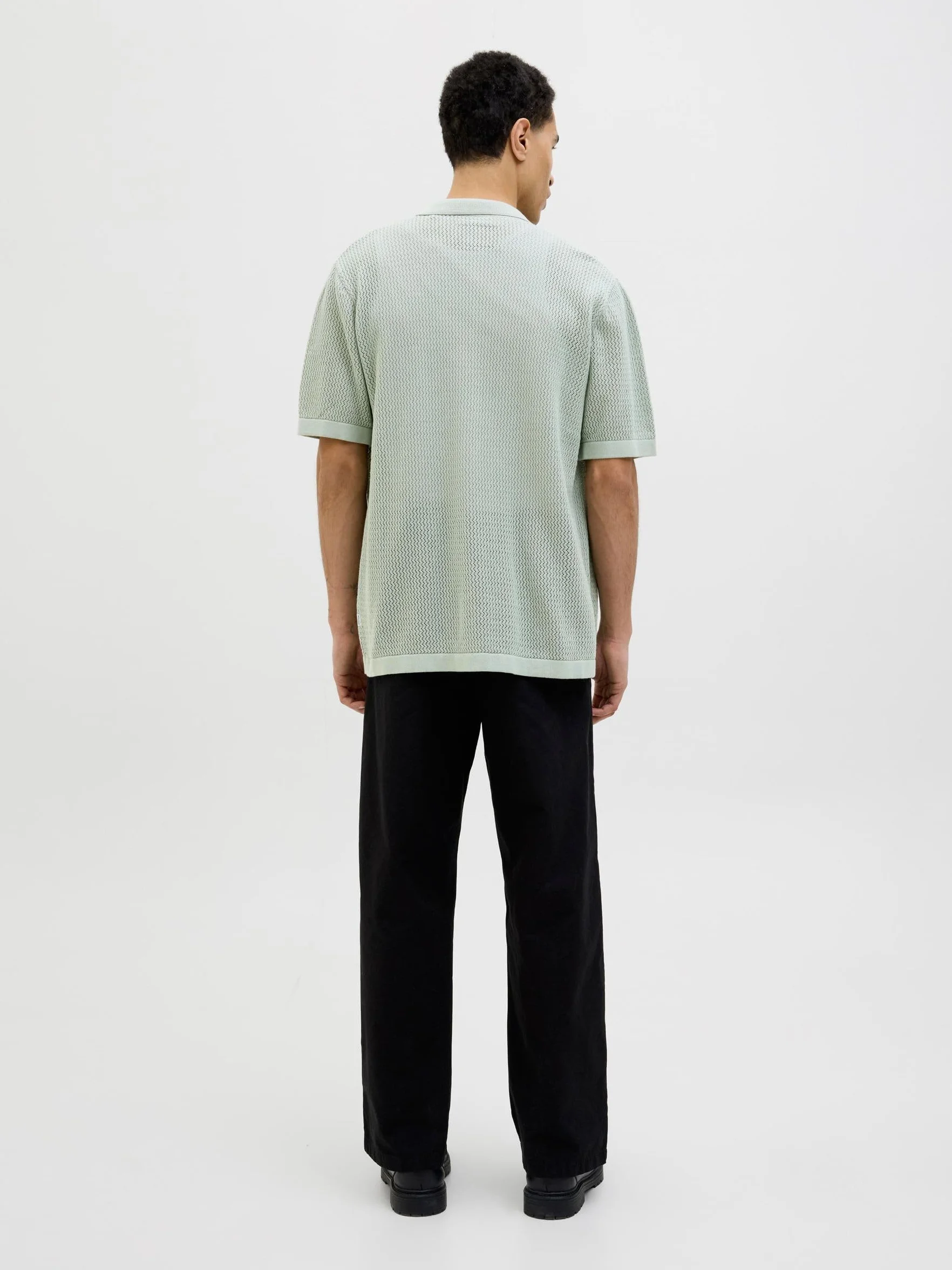JACK & JONES Jprblaarto Knit Polo SS męska koszulka polo, Aqua Gray, M