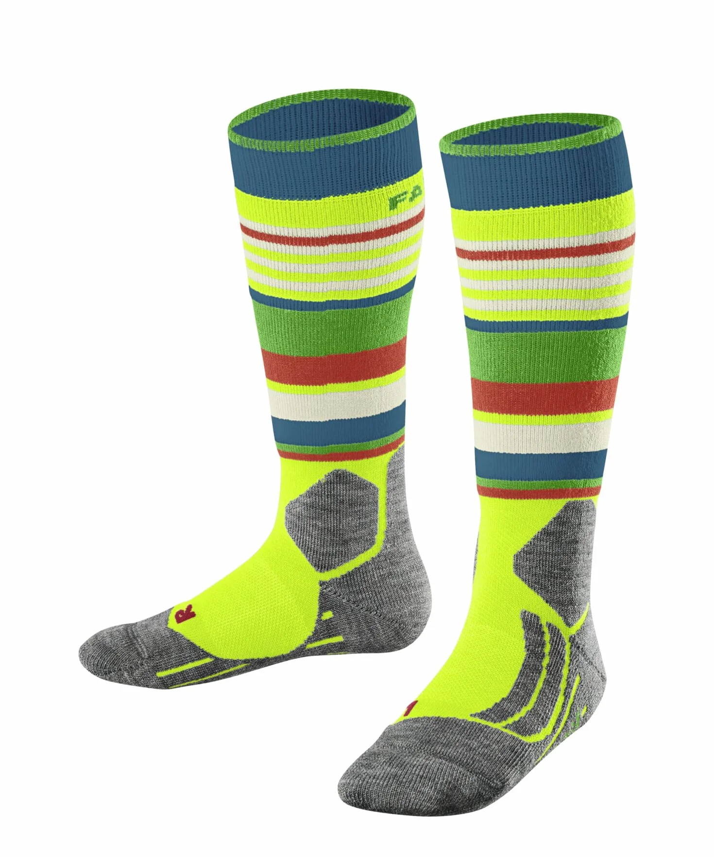 FALKE Unisex dziecięce skarpety narciarskie SK2 Intermediate K Kh wełna materiał funkcyjny ciepły gruby 1 para, żółte Lightning 1690 Trend, 27-30, Żółty Lightning 1690 Trend, 27-30