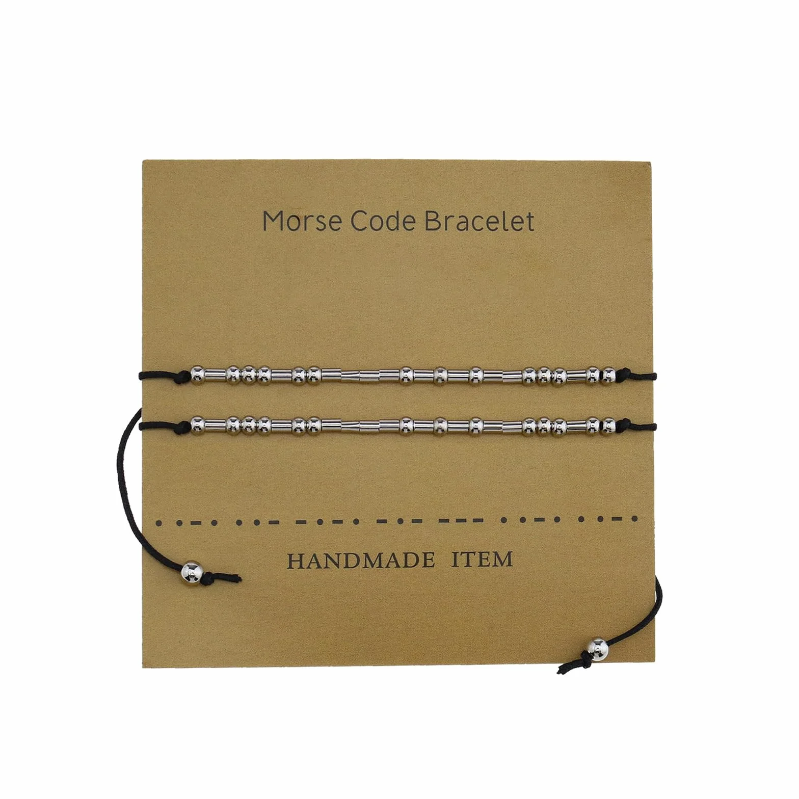EMSea 2 szt. Fuck Off Morse Code bransoletki regulowane srebrne koraliki wisiorek para przyjaźni biżuteria bransoletka zestaw z kartą deszyfrowania, 29 cm, Miedź