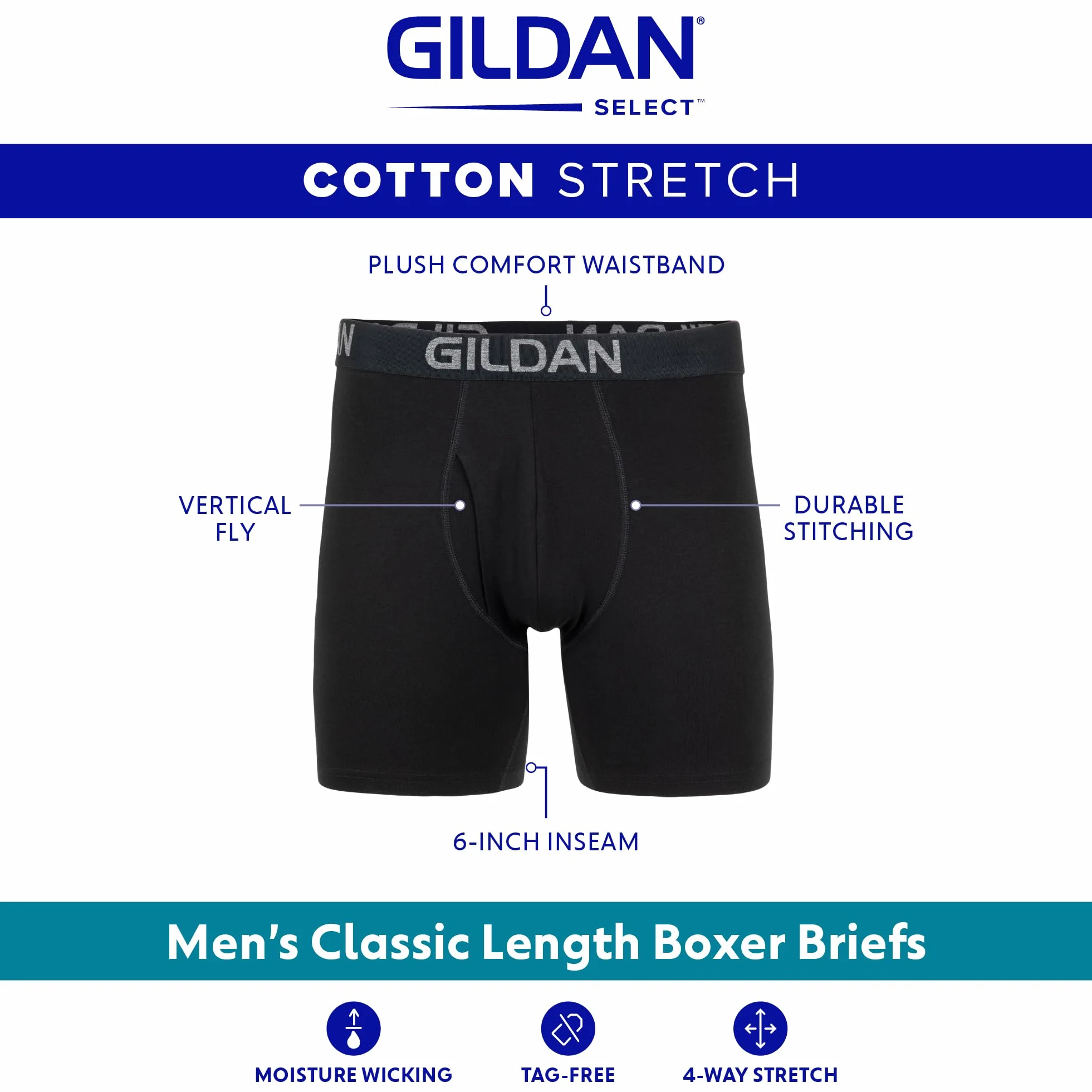 GILDAN Krótkie bokserki Meżczyzni Cotton Stretch Regular Leg Boxer Brief (5 w zestawie)