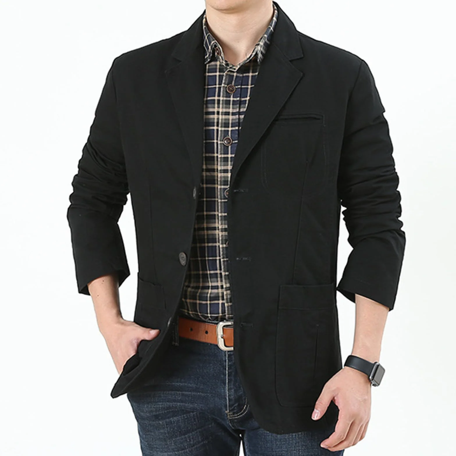 Generisch Męska marynarka slim fit, elegancka marynarka na lato, lekka marynarka, męska na wiosnę, stylowa kurtka garniturowa, biznesowa, na wesele, imprezę