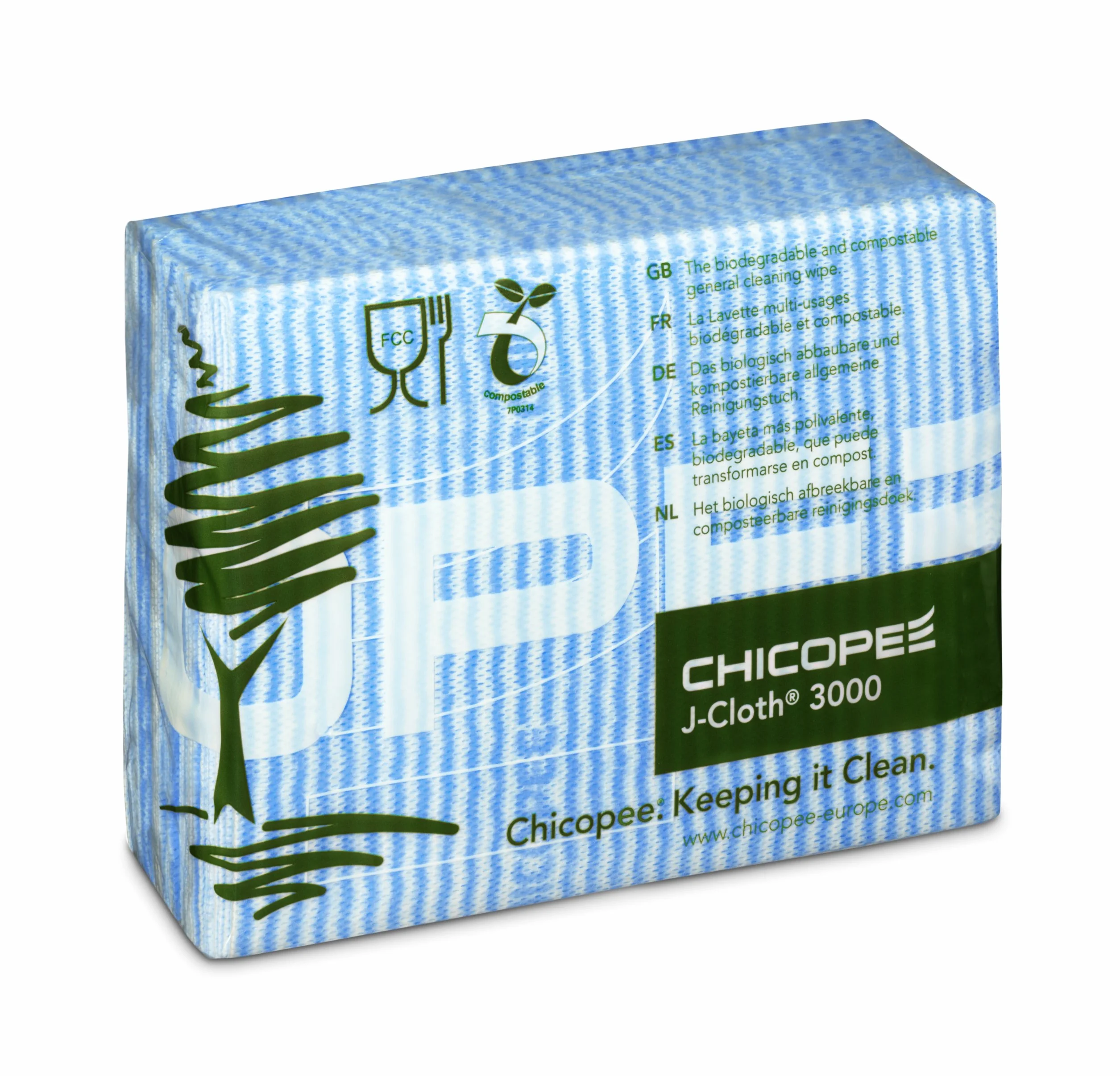 Chicopee 74762 J-Cloth Plus biodegradowalne ściereczki, niebieskie (opakowanie 50 szt.)