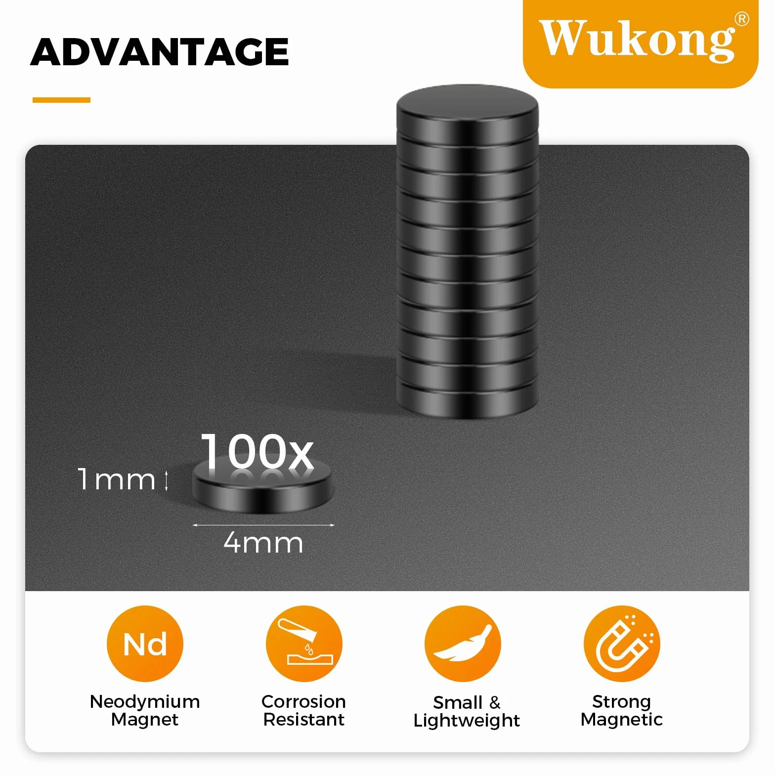 Wukong małe czarne magnesy 4mm x 1mm | 100 sztuk, małe mocne magnesy do lodówki, okrągłe miniaturowe magnesy do modeli, rzemiosła, DIY, tablic, lodówki, do domu, biura