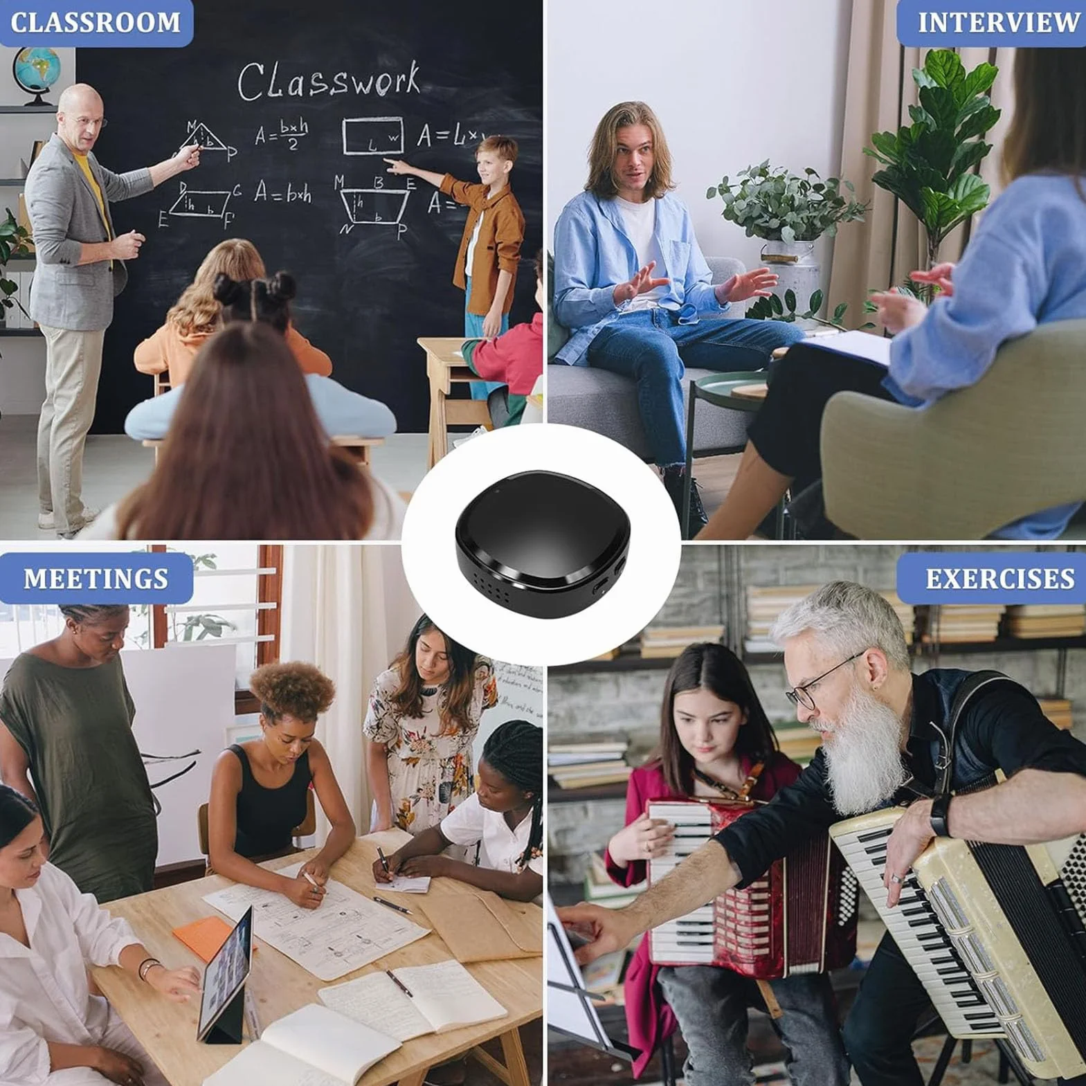 Magnetyczny Dyktafon Aktywowany Głosem, Mini Dyktafon Cyfrowy Dyktafon z baterią wystarczającą na 70 Godzin, Urządzenie do Nagrywania Dźwięku do Wykładów, spotkań, Wywiadów
