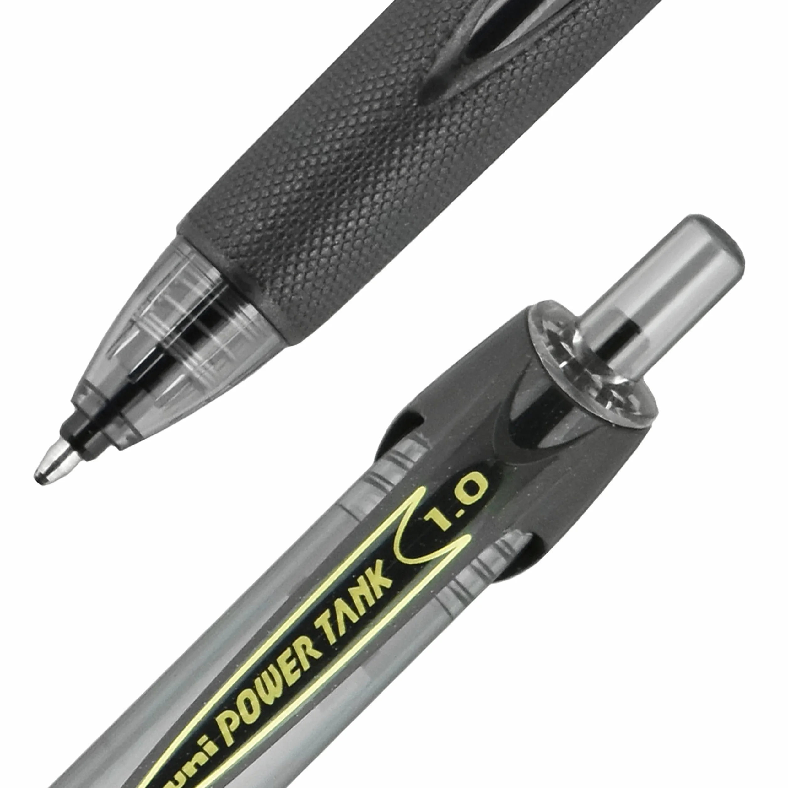 uni-ball - 42070 PowerTank wysuwane długopisy kulkowe, pogrubiony punkt (1,0 mm), czarna beczka, czarny atrament, 12 sztuk