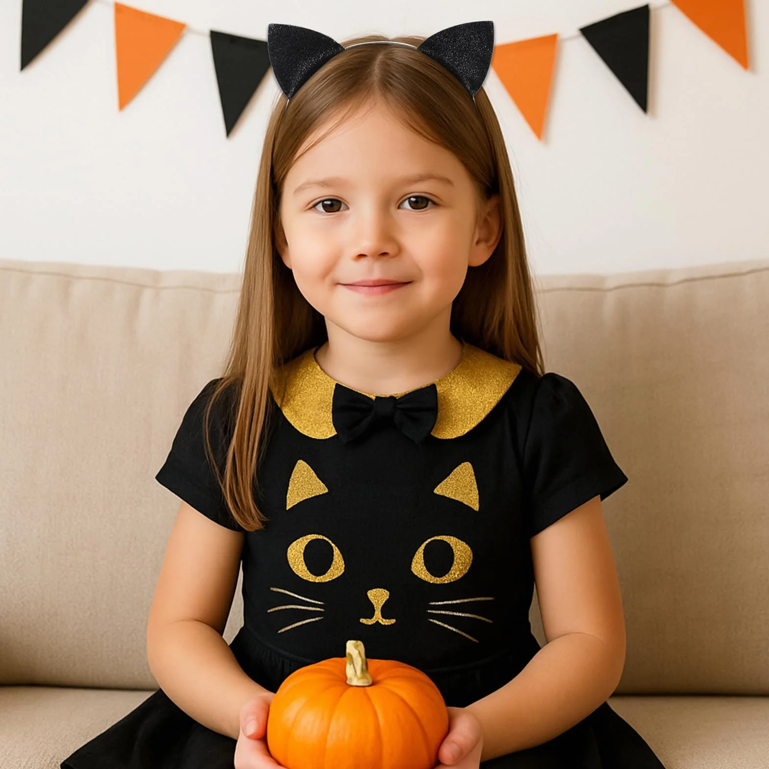 Bremorou Brokatowa opaska na głowę z kocimi uszami, opaska na głowę, dla dorosłych, Halloween, kocie uszy, opaska na głowę, fantazyjne przebranie dla kobiet, na Halloween, ucho, fantazyjne przebranie