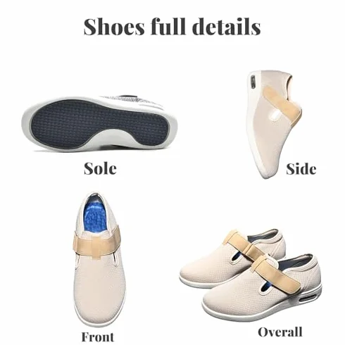Specjalne buty dla cukrzyków, zapięcie na rzepy, oddychający materiał Flyweave, antypoślizgowe, wyrównujące nacisk, odpowiednie dla opuchniętych stóp