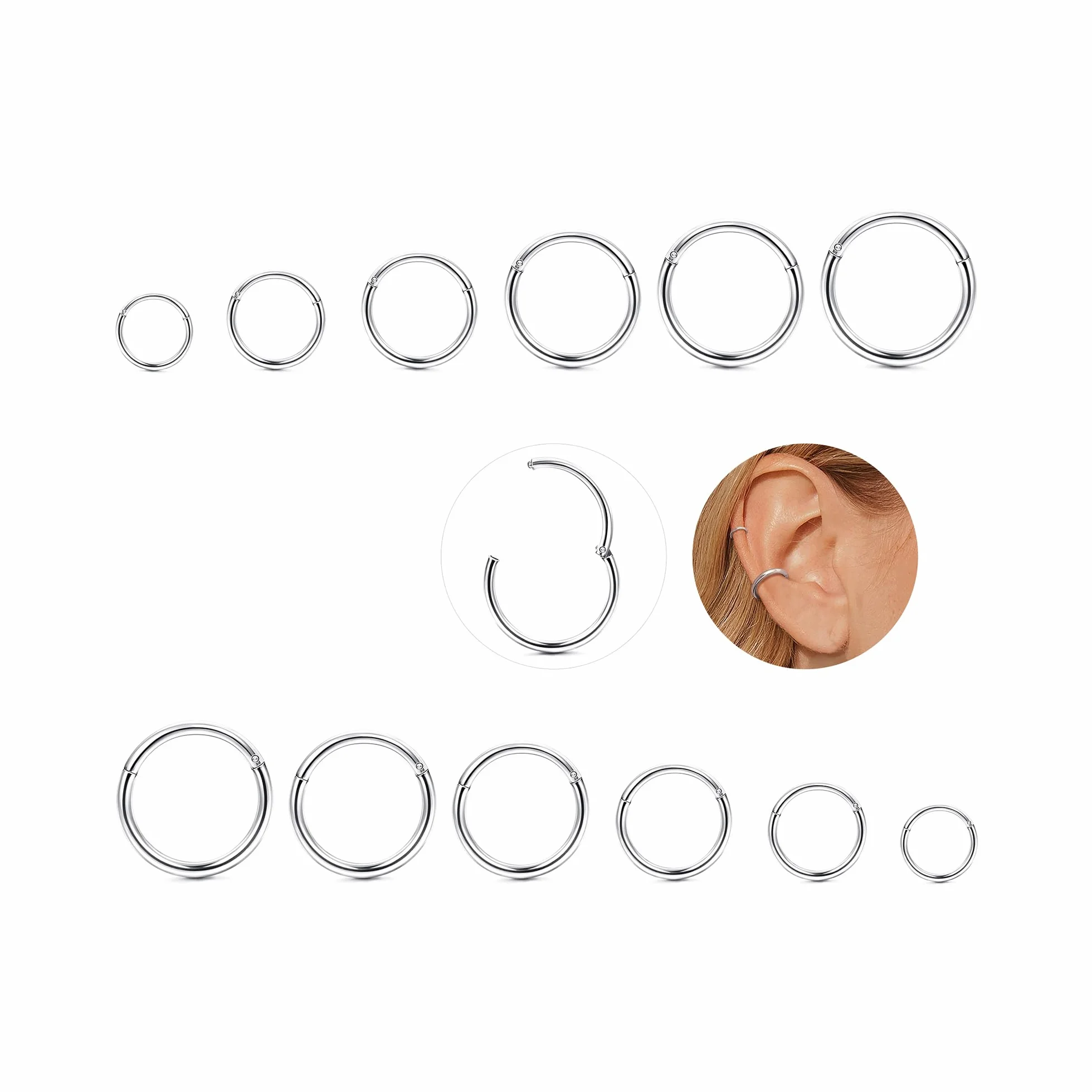 YADOCA 12 sztuk kolczyków do nosa ze stali nierdzewnej 316L, hipoalergiczne, 16 g, piercing do nosa, chrząstki nosowej, tragus, dla kobiet i mężczyzn, 6-16 mm