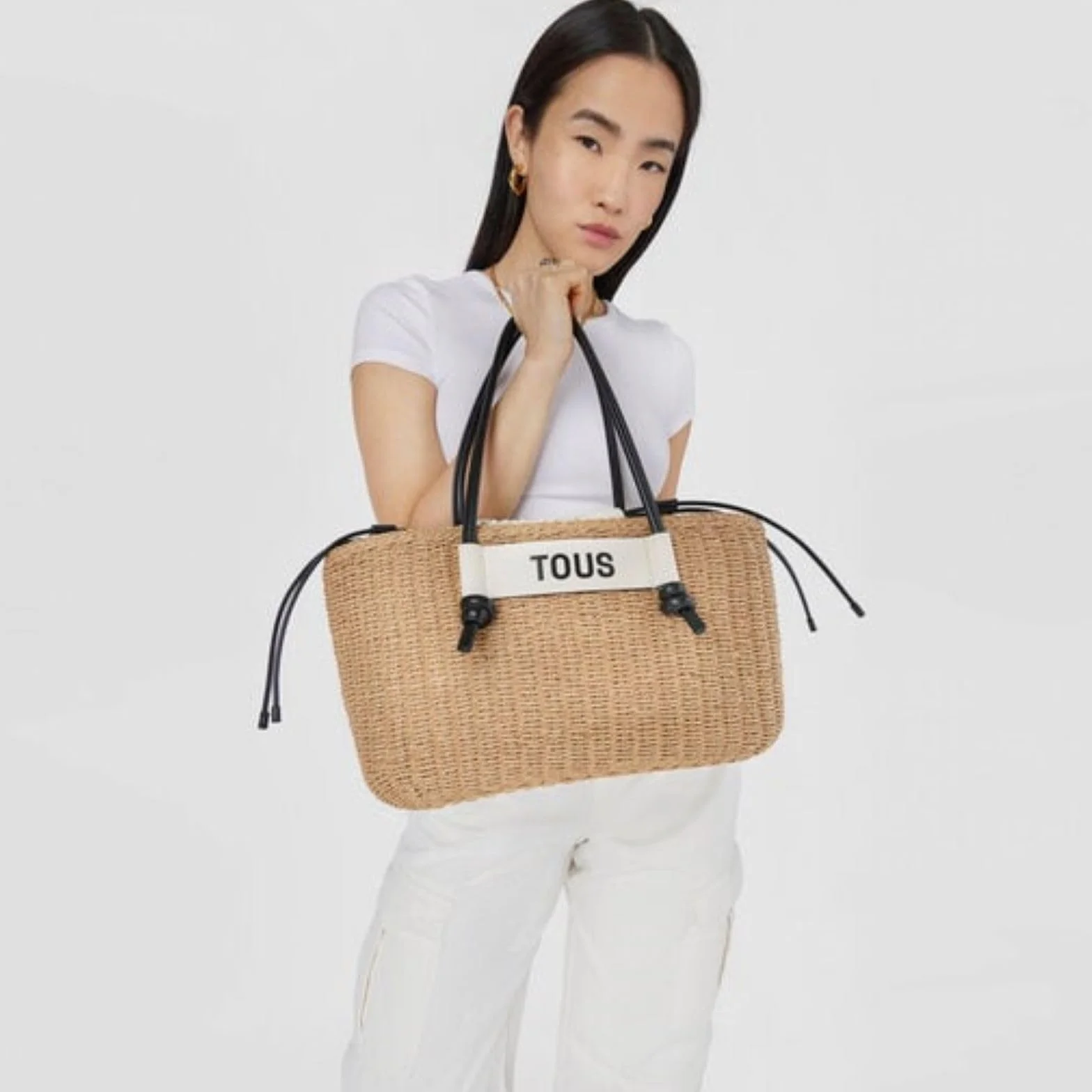 Tous Duża czarna torba damska rozmiar 23,5 x 39 x 14 cm, kolekcja Scoubidou