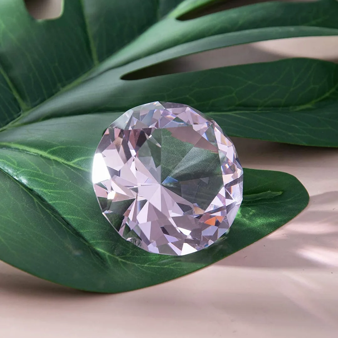 LONGWIN 60 mm W Kryształowy Diament Przycisk do papieru Ornament Dom Miejsce Dekoracje Jednolity Kolor Różowy