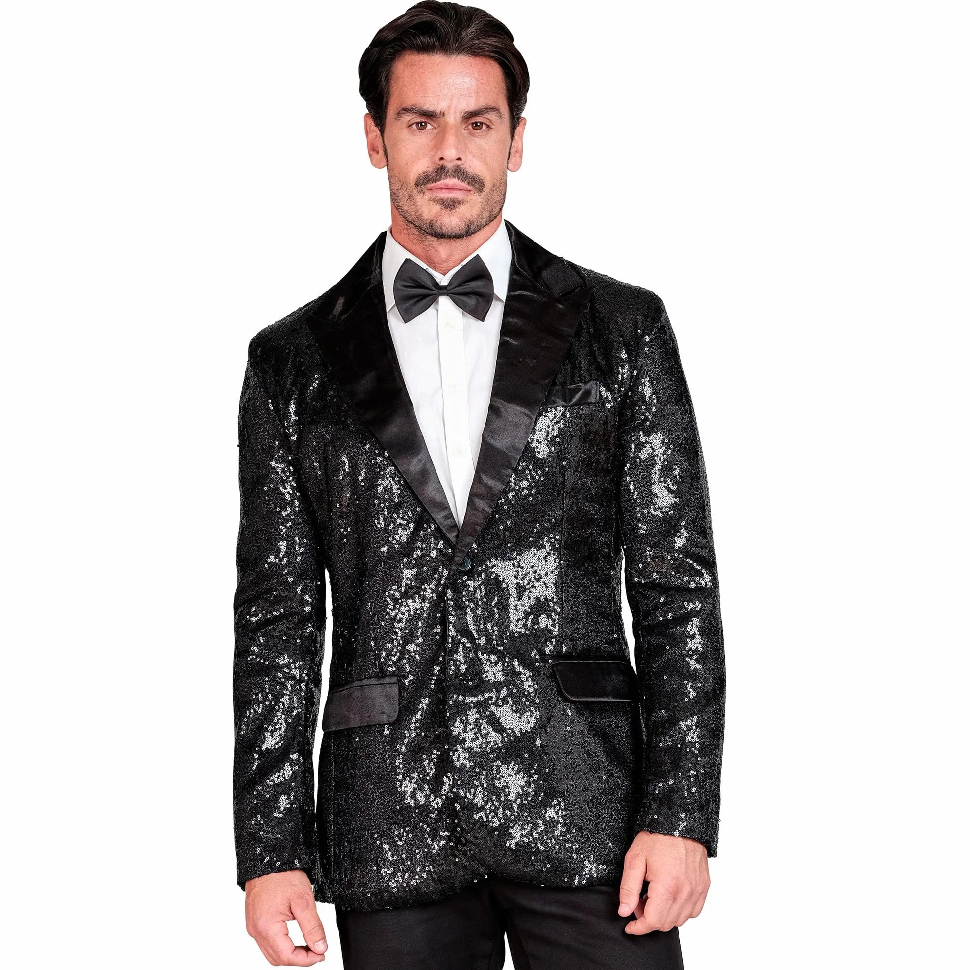 W WIDMANN MILANO Party Fashion - Kurtka imprezowa z cekinami dla mężczyzn, satyna, Disco Fever