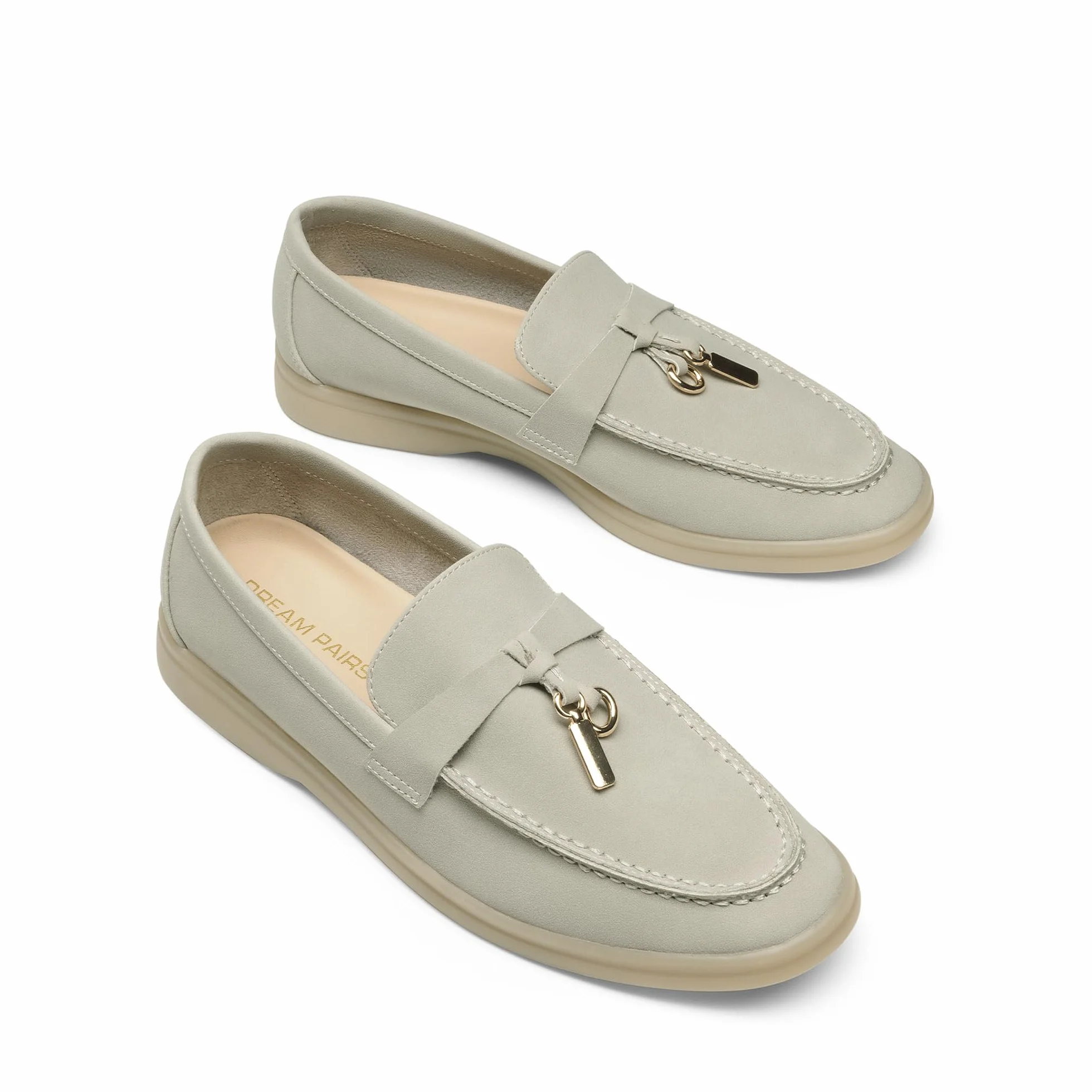 DREAM PAIRS Damskie wsuwane modne mokasyny do sukienki Wokr, jasnoszary, 41 EU