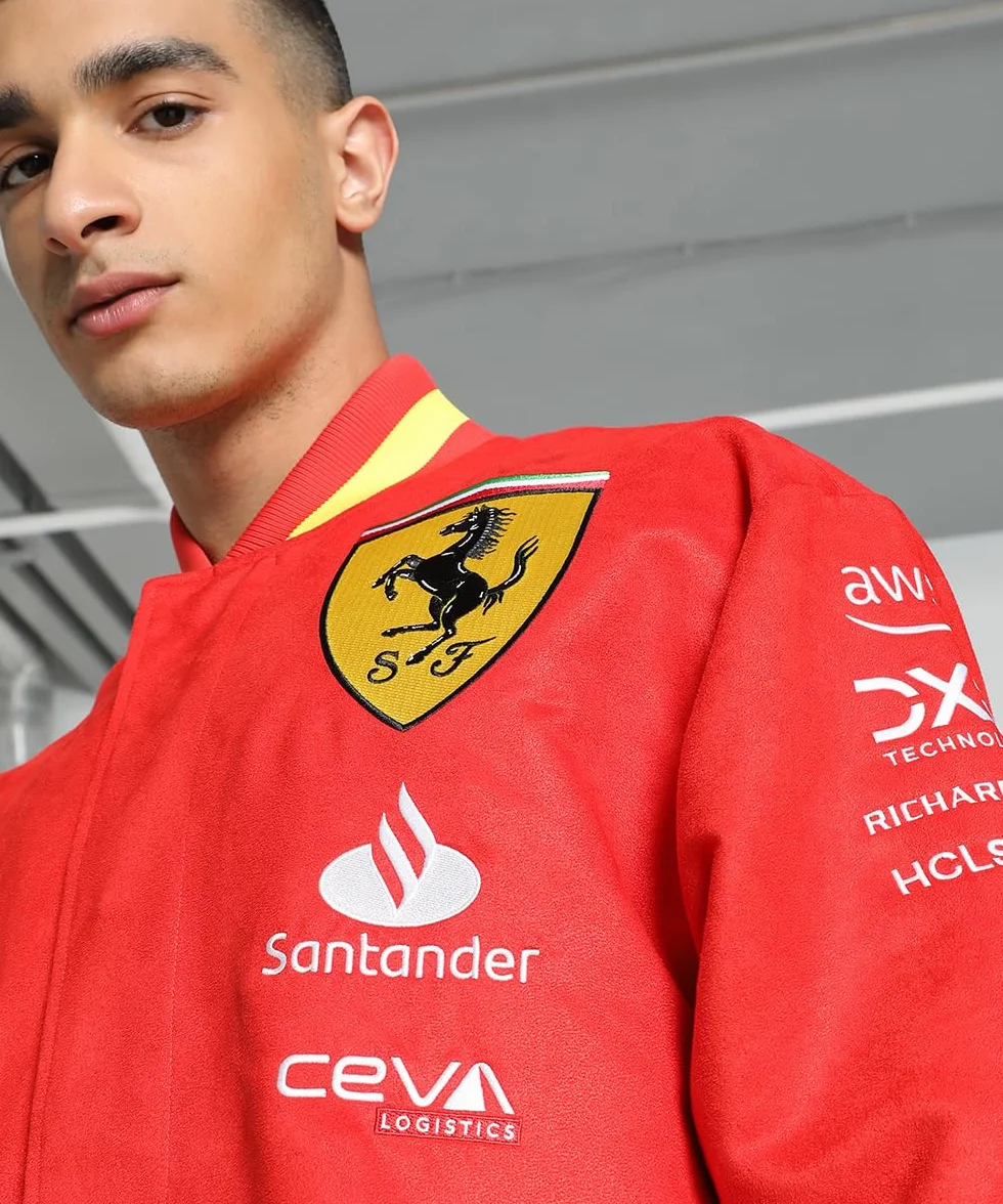 PUMA Scuderia Ferrari 2024 męska czerwona spalona kurtka kolegialna
