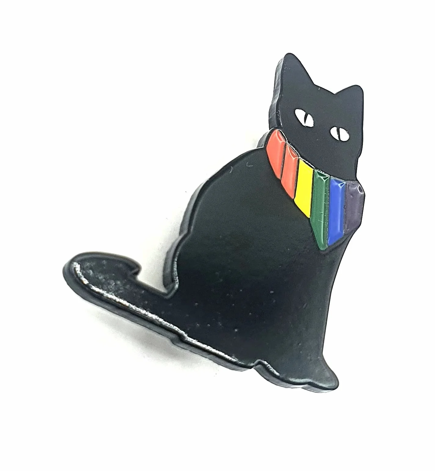 Czarny kot flaga dumy chustka na szyję szalik gej LGBT metalowa przypinka