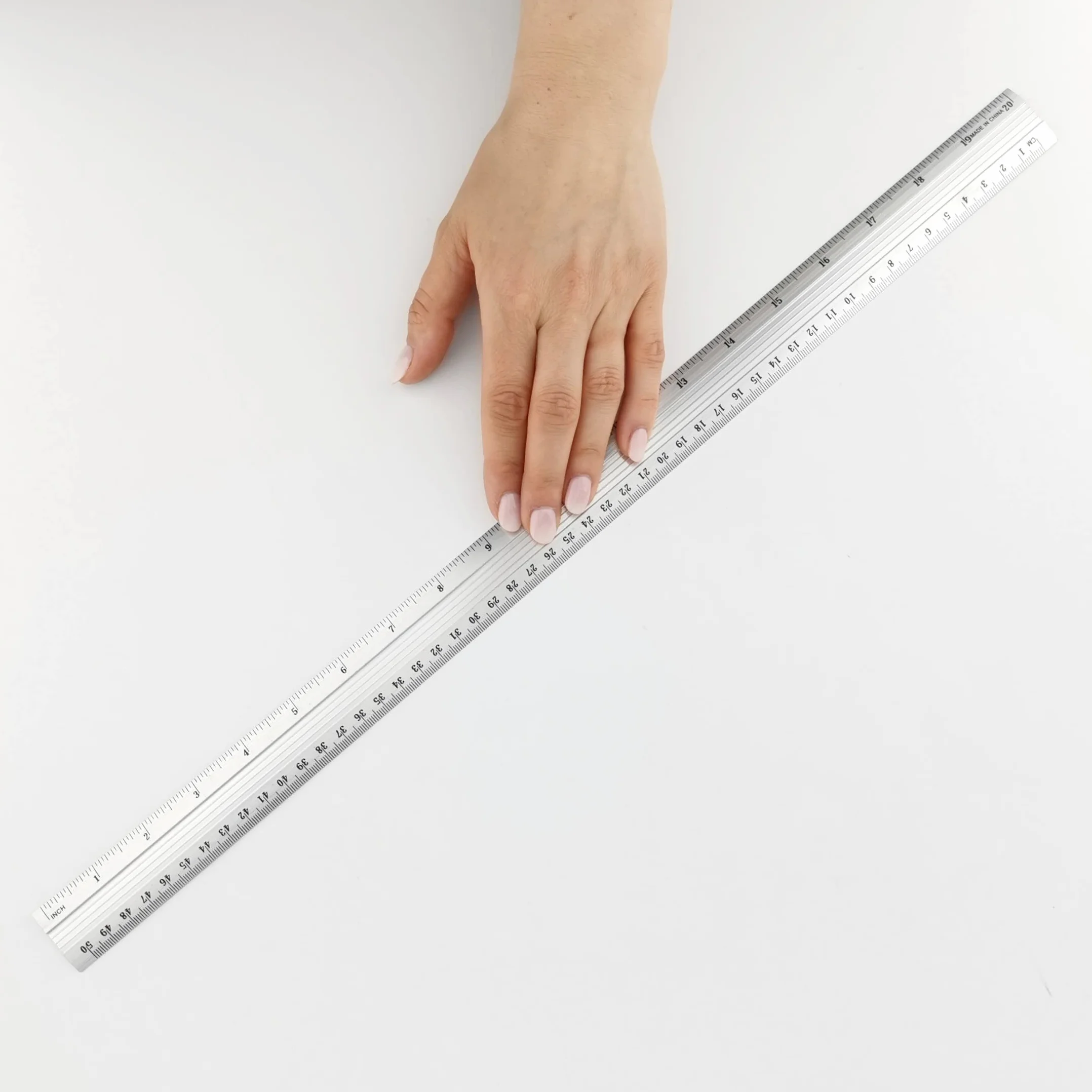 D.RECT Linijka Aluminiowa 50 cm – Srebrna Linijka Metalowa do Szkoły, Biura i Domu