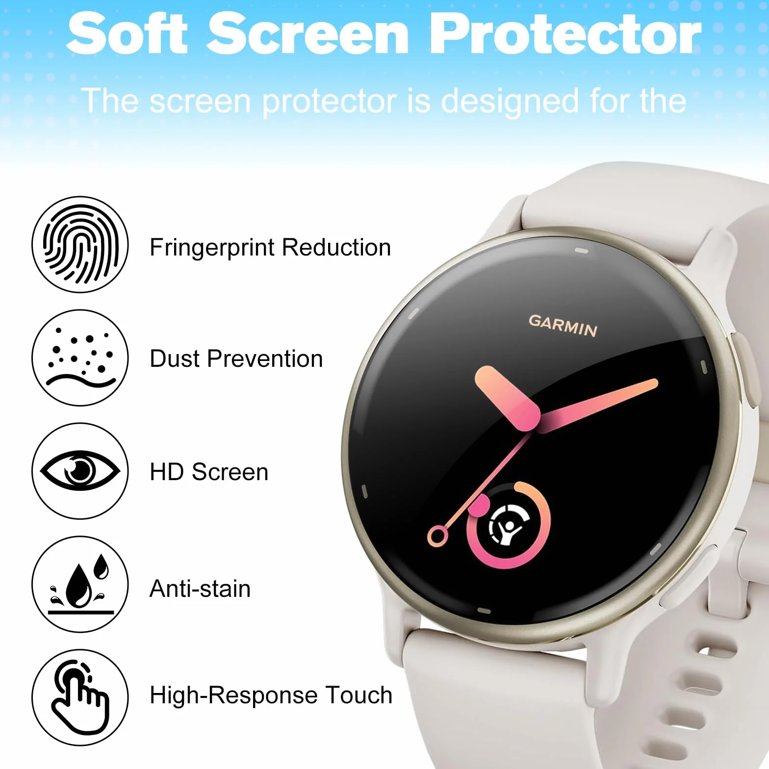 FINTIE 6 sztuk folii ochronnej do Garmin Vivoactive 6/5, ochrona wyświetlacza przed kurzem, miękka folia ochronna na wyświetlacz TPU, HD przezroczysta, odporna na zarysowania folia ochronna na