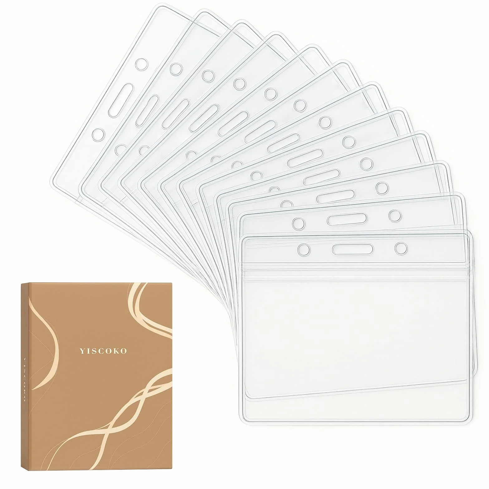12 szt. Plastikowy uchwyt na karty, przezroczysty poziomy wodoodporny uchwyt na identyfikatory plakietki z nazwiskami uchwyt na karty identyfikacyjne - 10 cm x 8,5 cm (dł. x szer.)