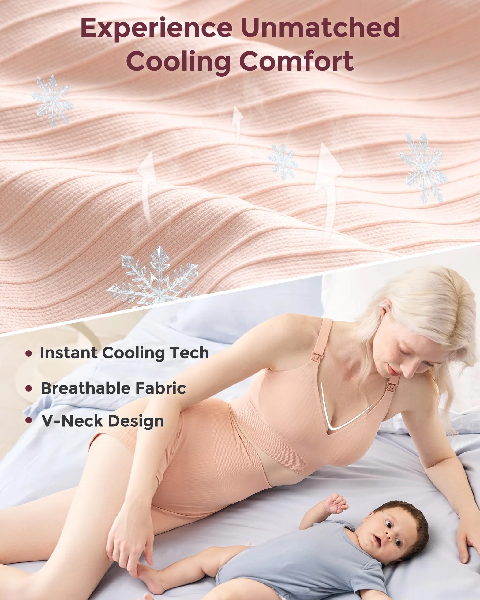momcozy CoolFit biustonosz do karmienia | sportowy biustonosz do karmienia z efektem chłodzenia, do jogi i treningu, miękki, podpierający biustonosz ciążowy z racerback | oddychający i rozciągliwy