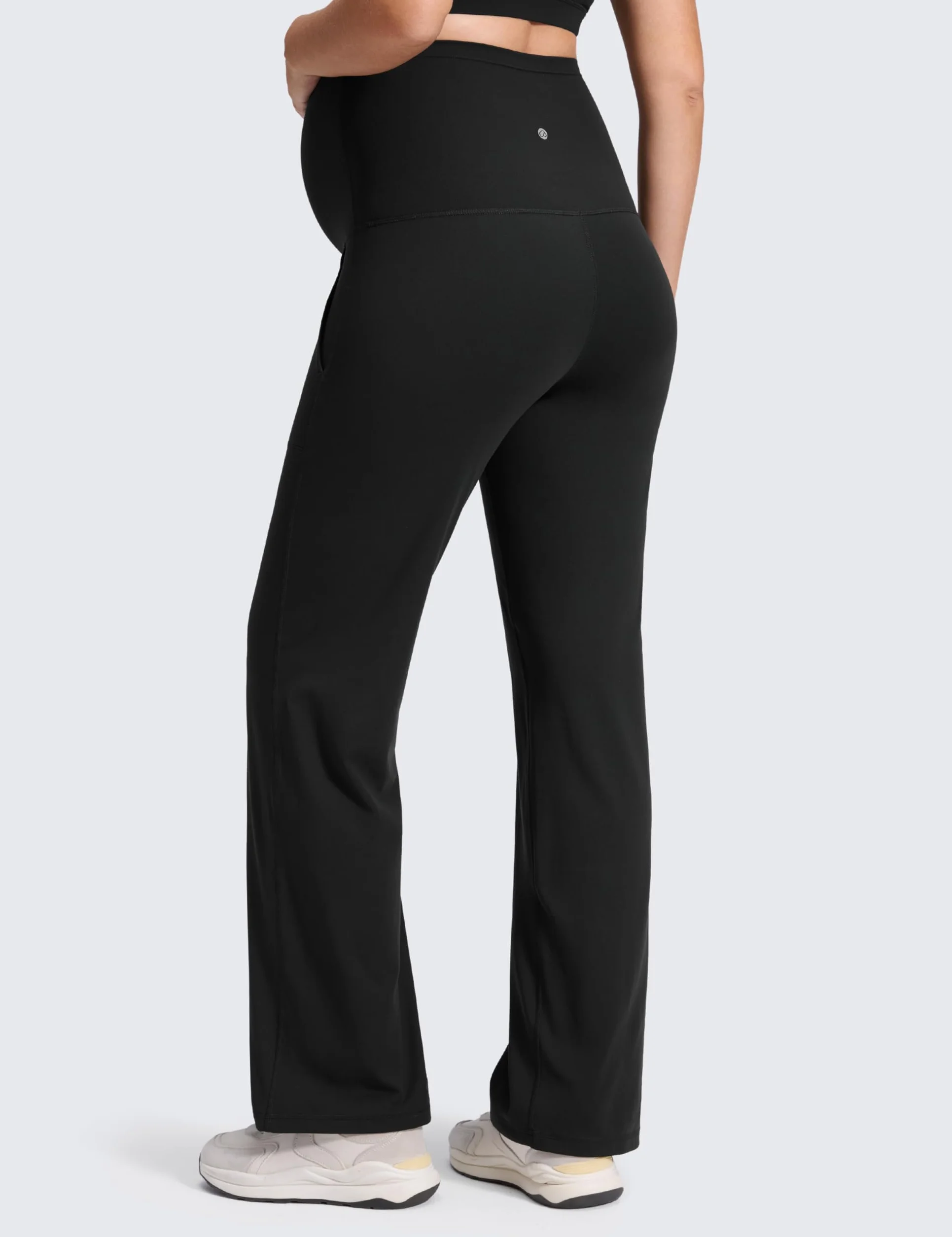 CRZ YOGA Kobiety Butterluxe ciążowe szerokie spodnie z kieszeniami 31,5" - ponad trening brzucha Yoga Lounge Ciąża