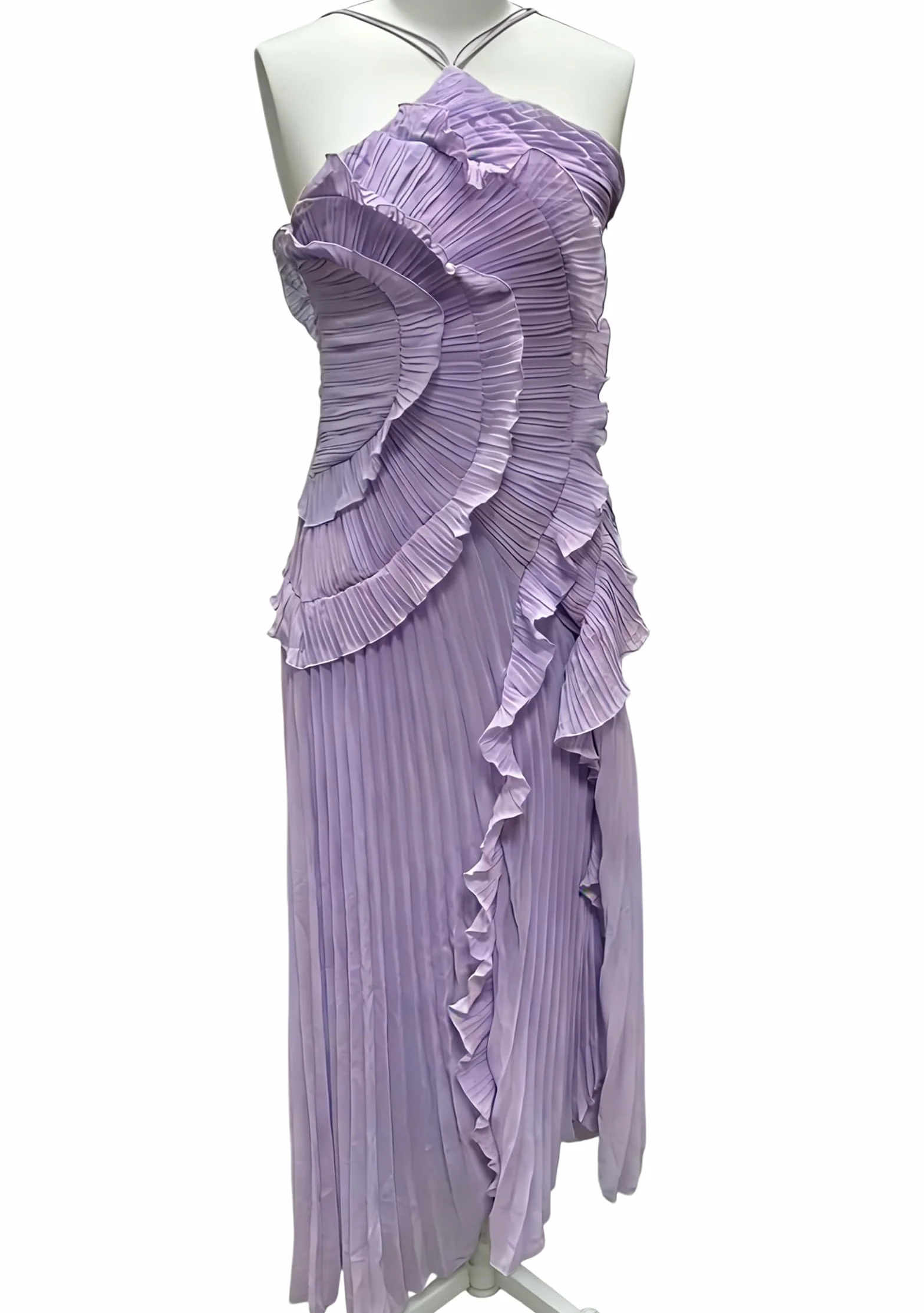 Plisowana sukienka maxi Lotus Edge dla kobiet, bez pleców, bez rękawów, asymetryczna, marszczona, wielowarstwowa, elegancka, formalna sukienka