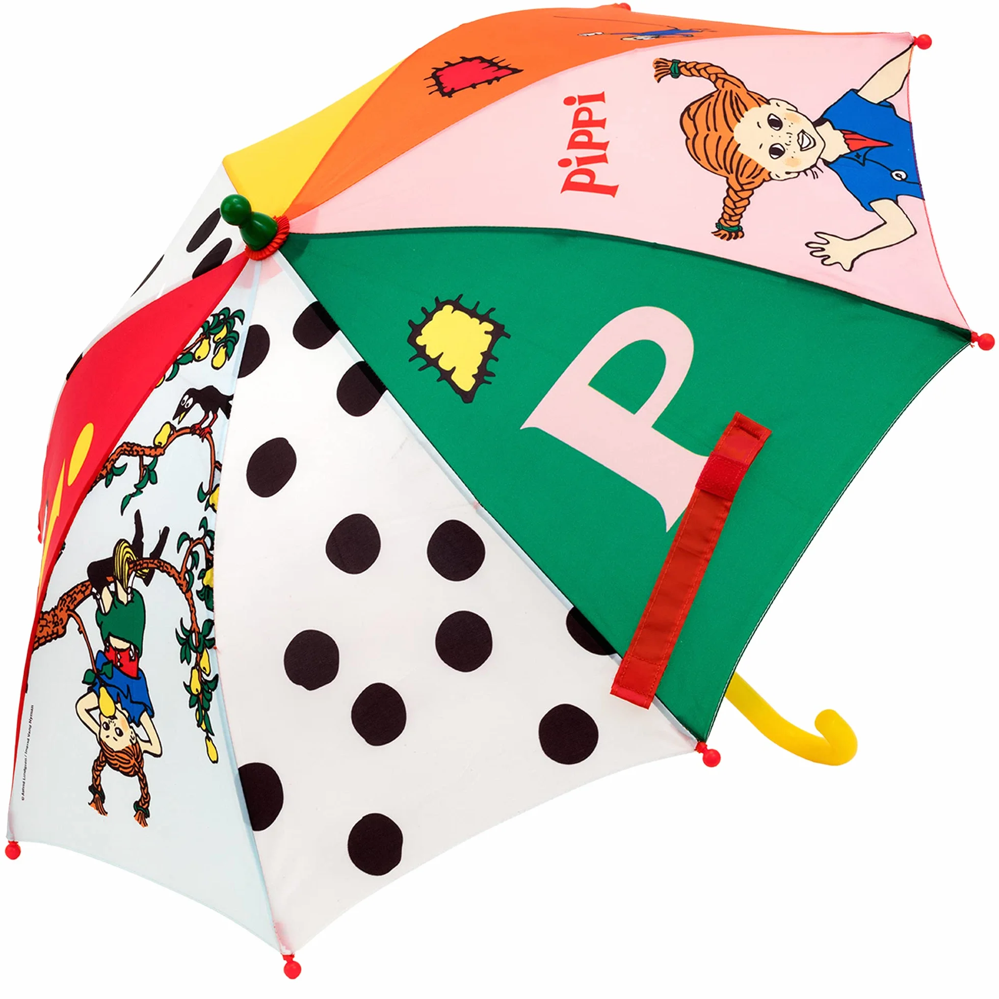 Pippi Langstrumpf Kolorowy Parasol dla Dzieci - Przeciwsłoneczny do Wózka, dla Dziewcząt i Chłopców - Na Kij i Mini