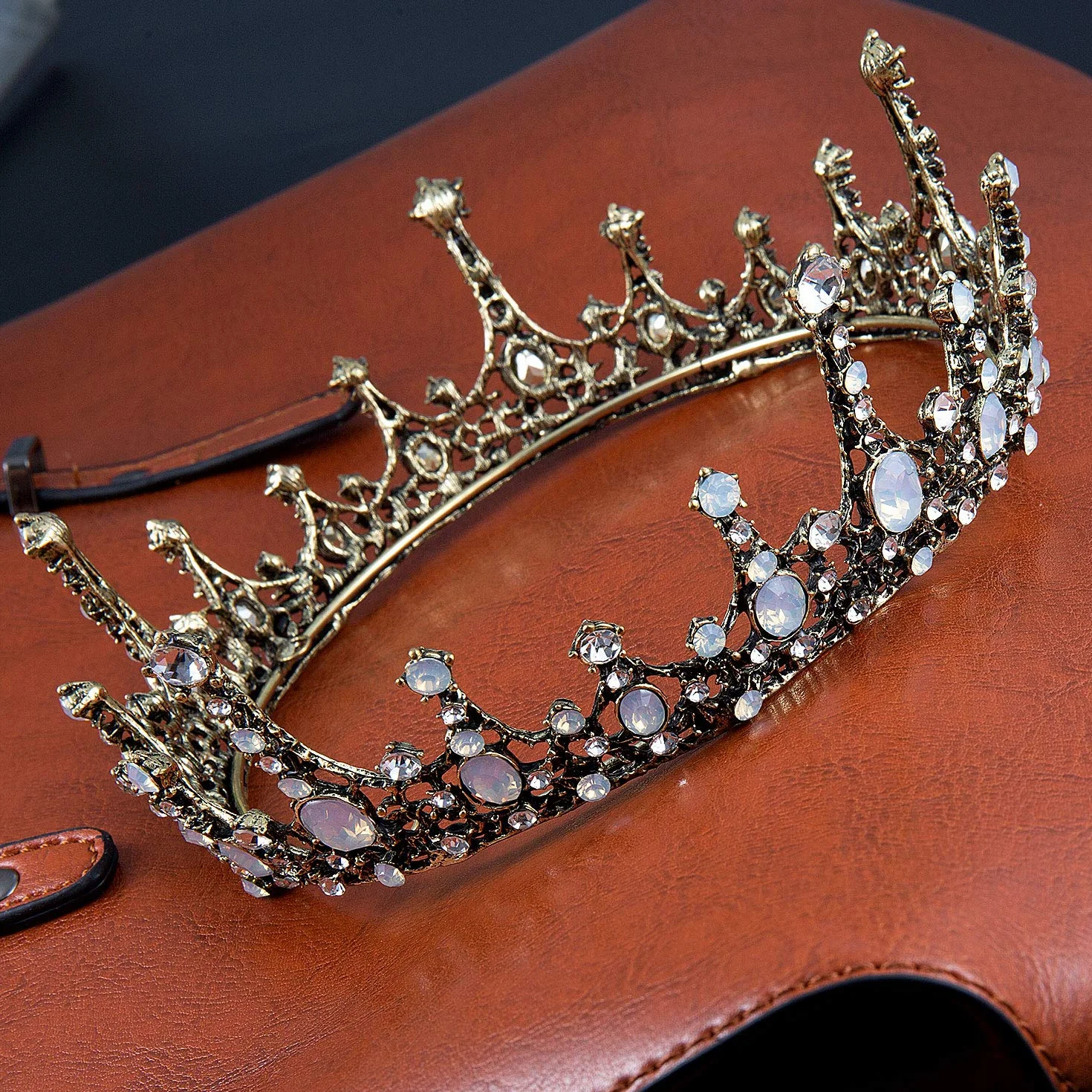 Czemo diadem księżniczki, tiara, z kryształkami Strass, barokowa korona królowej, na wesele, uroczystości, przyjęcia