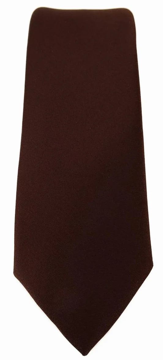 TigerTie Wąski designerski krawat jednokolorowy uniwersalny - krawaty krawatowe - szerokość krawata 5,5 cm, ciemnobrązowy, Krawattengröße: ca. Länge 150 cm, Breite 5,5 cm