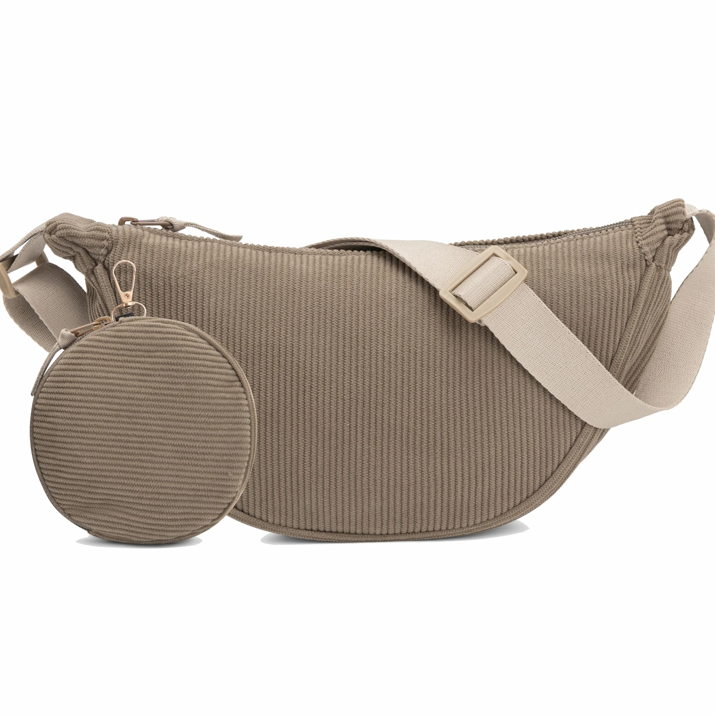 Moon Bag Cord torba na ramię damska mała – mała torebka damska Crossbody Bag Cord, torba na ramię z regulowanym paskiem, stylowy zestaw toreb na brzuch