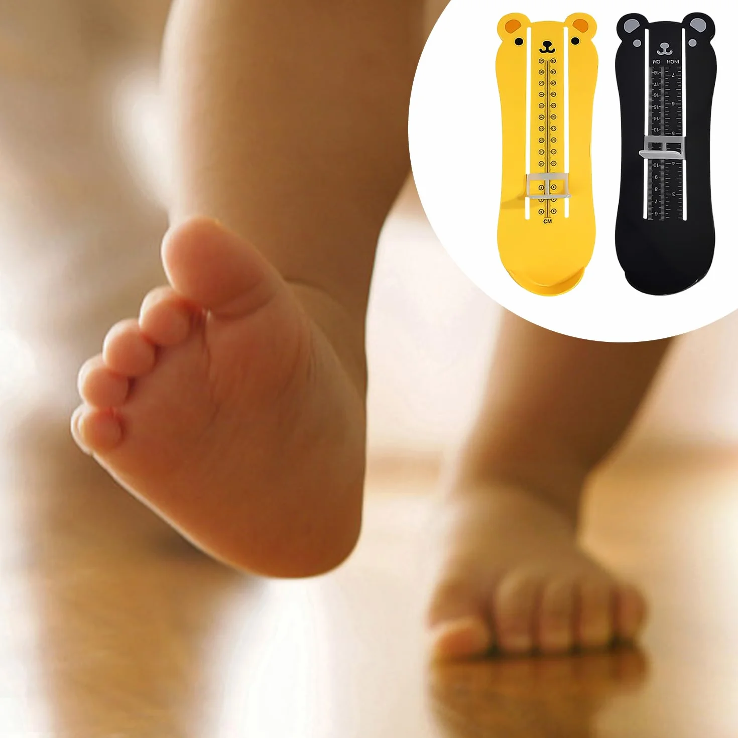 2 sztuki Narzędzie do pomiaru rozmiaru buta dla dzieci, Creative Bär -Kinder -Schwerer, Narzędzie Do Pomiaru Rozmiaru Dzieci, Przyrząd Pomiarowy Dla Dzieci, Żółty, 70AA