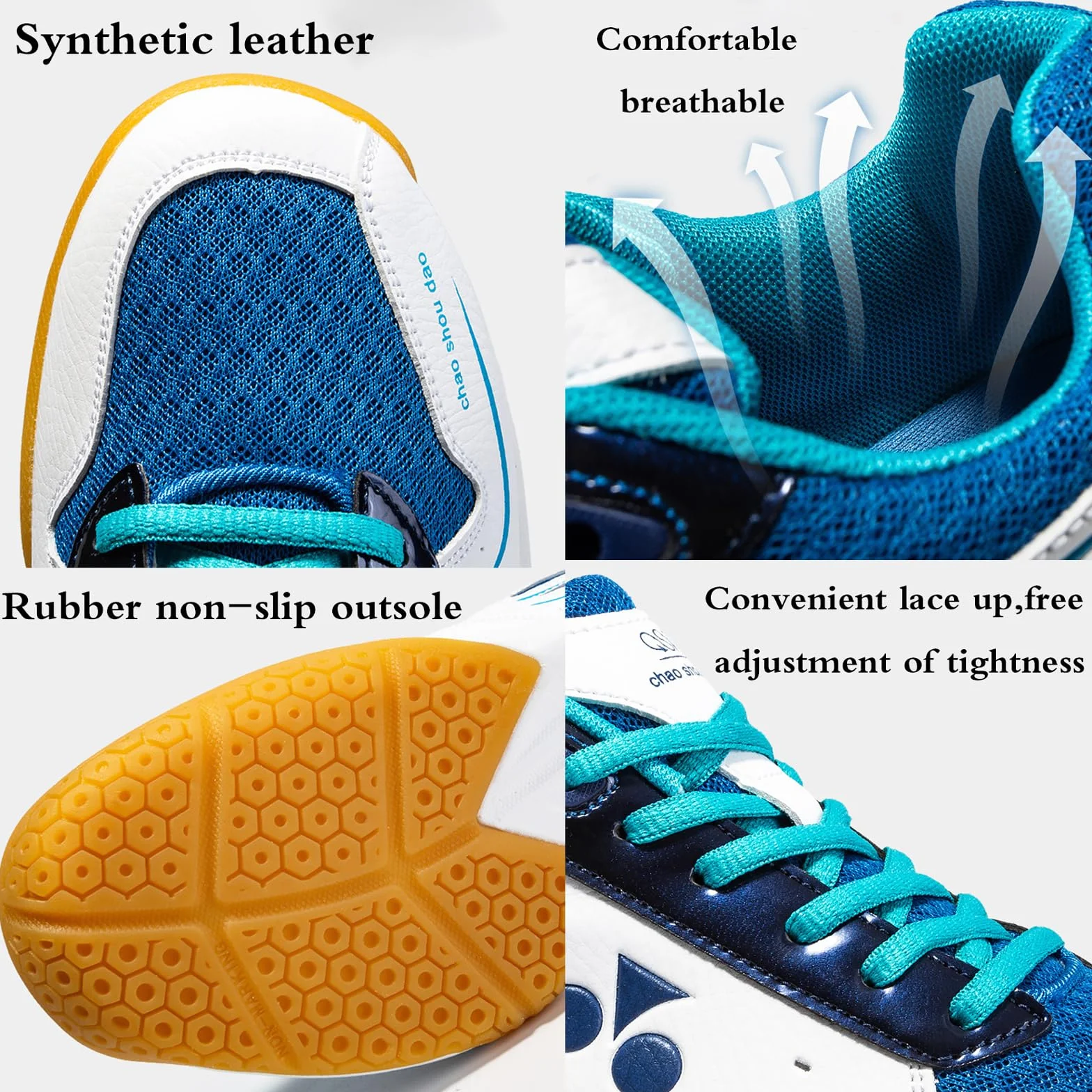 Buty do tenisa stołowego, lekkie buty do badmintona i do squasha, antypoślizgowe, odporne na zużycie, do sportów wewnątrz i na zewnątrz, dla mężczyzn i kobiet, w każdym wieku, unisex