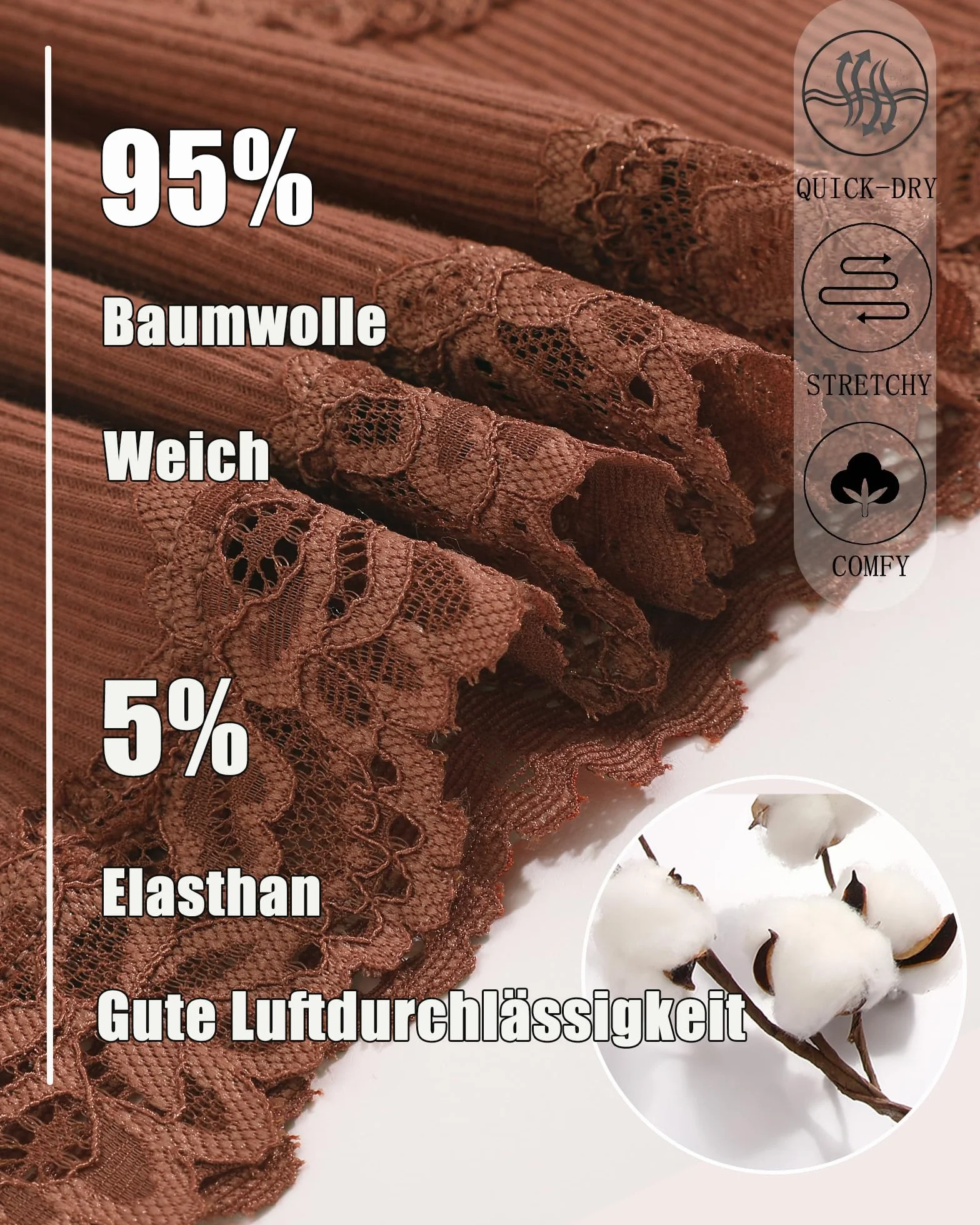 FINETOO Majtki damskie bawełniane koronkowe brazylijskie majtki damskie seksowna bielizna damska oddychające majtki hipsterskie wielopak 6