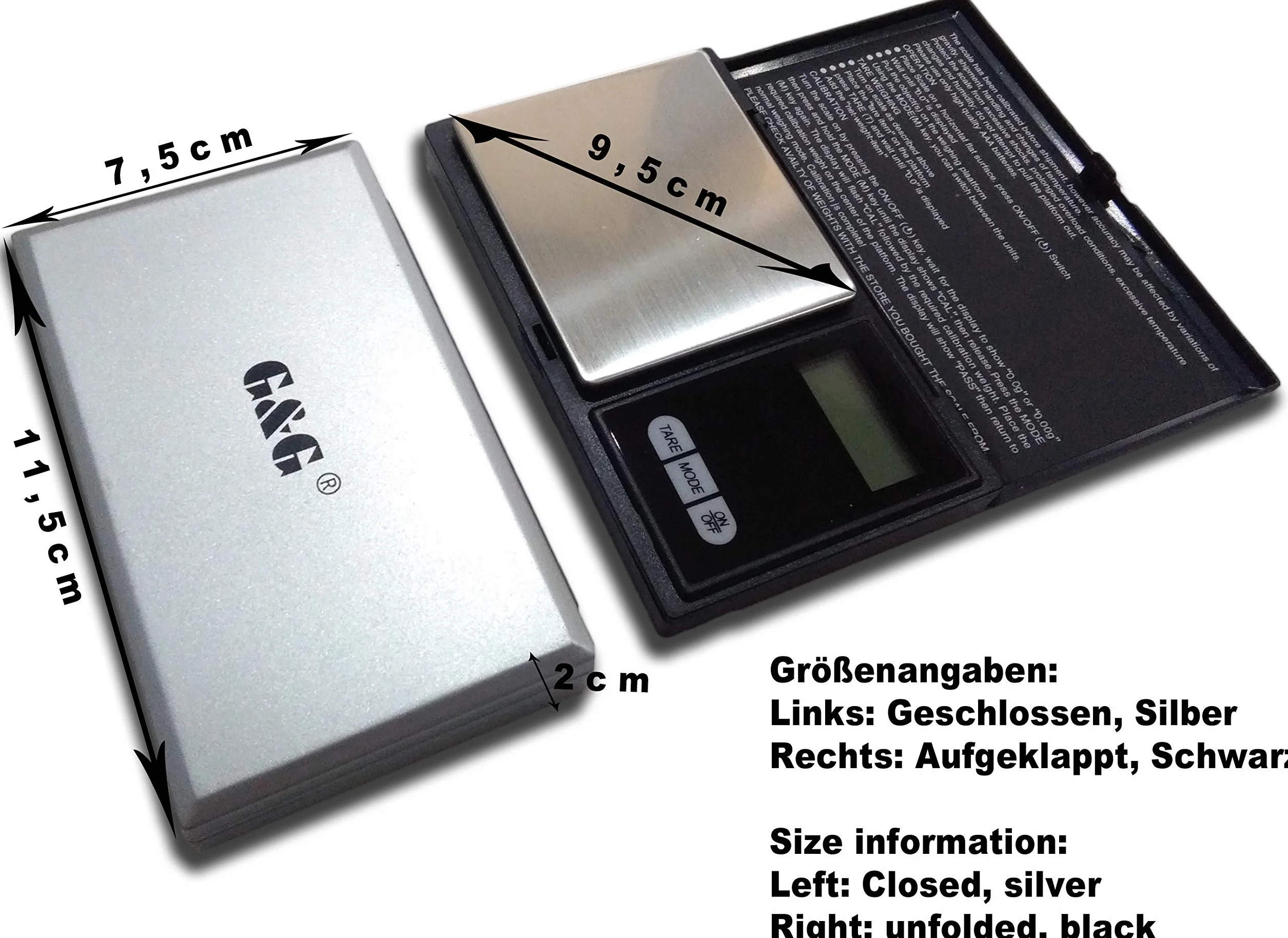 G&G MS waga kieszonkowa waga cyfrowa waga do monet waga złota skala (500 g x 0,01 g, srebrna)