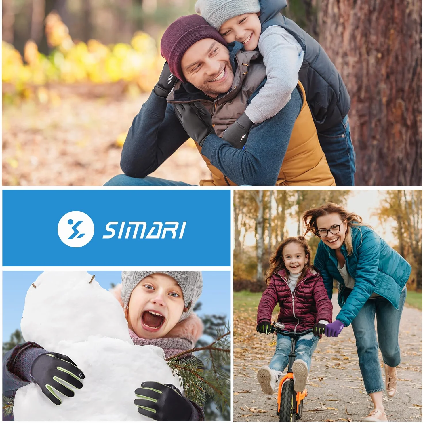 SIMARI SMRG106 Rękawice zimowe, termiczne, antypoślizgowe, na ekran dotykowy, do jazdy na rowerze, biegania, siatkówki, hokeja, piłki nożnej, rugby, narciarstwa, aktywności na świeżym powietrzu, dla