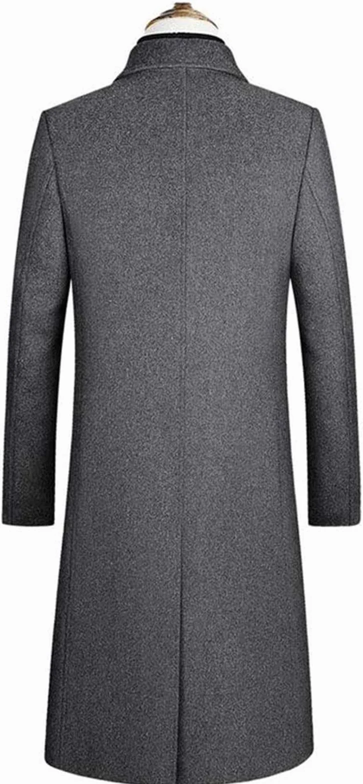 Płaszcz zimowy, męski, długi płaszcz wełniany, slim fit, dwurzędowy płaszcz męski, biznesowy, bawełna, płaszcz wełniany