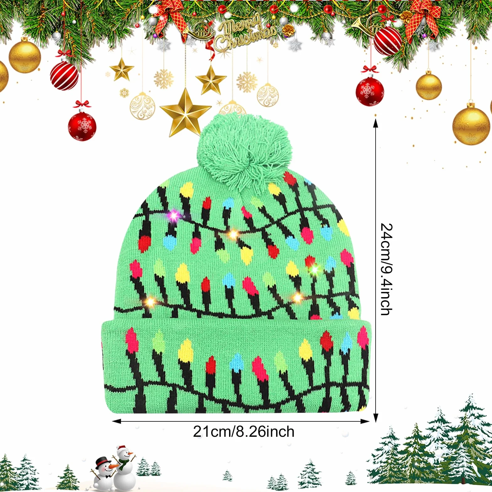 Colexy Świecąca czapka bożonarodzeniowa LED, czapka zimowa z dzianiny czapka beanie kolorowa ciepła czapka beanie kapelusz bożonarodzeniowy LED dla mężczyzn kobiet na Boże Narodzenie, bal, imprezy