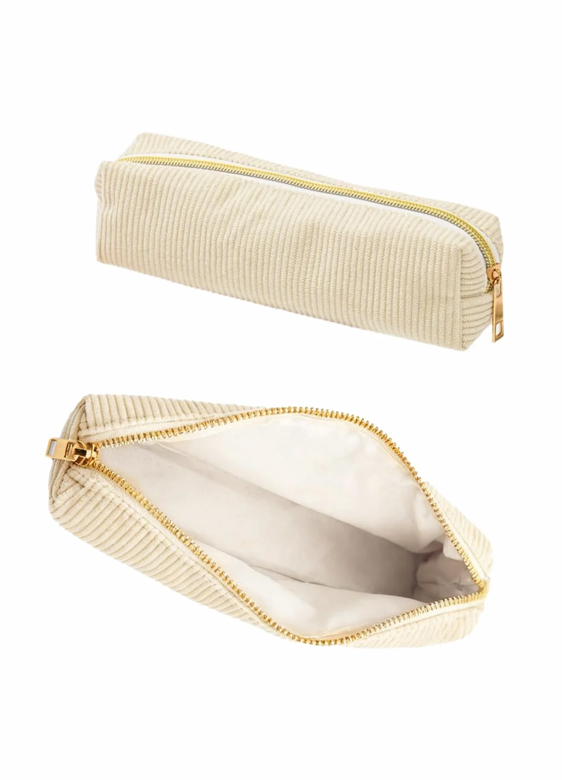 Piórnik ze sztruksu, Piórnik, Przenośny piórnik szkolny Pencil Case, Duża pojemność piórnik z praktycznym zamkiem błyskawicznym, dla nastolatków szkoła, biuro (Beżowy)