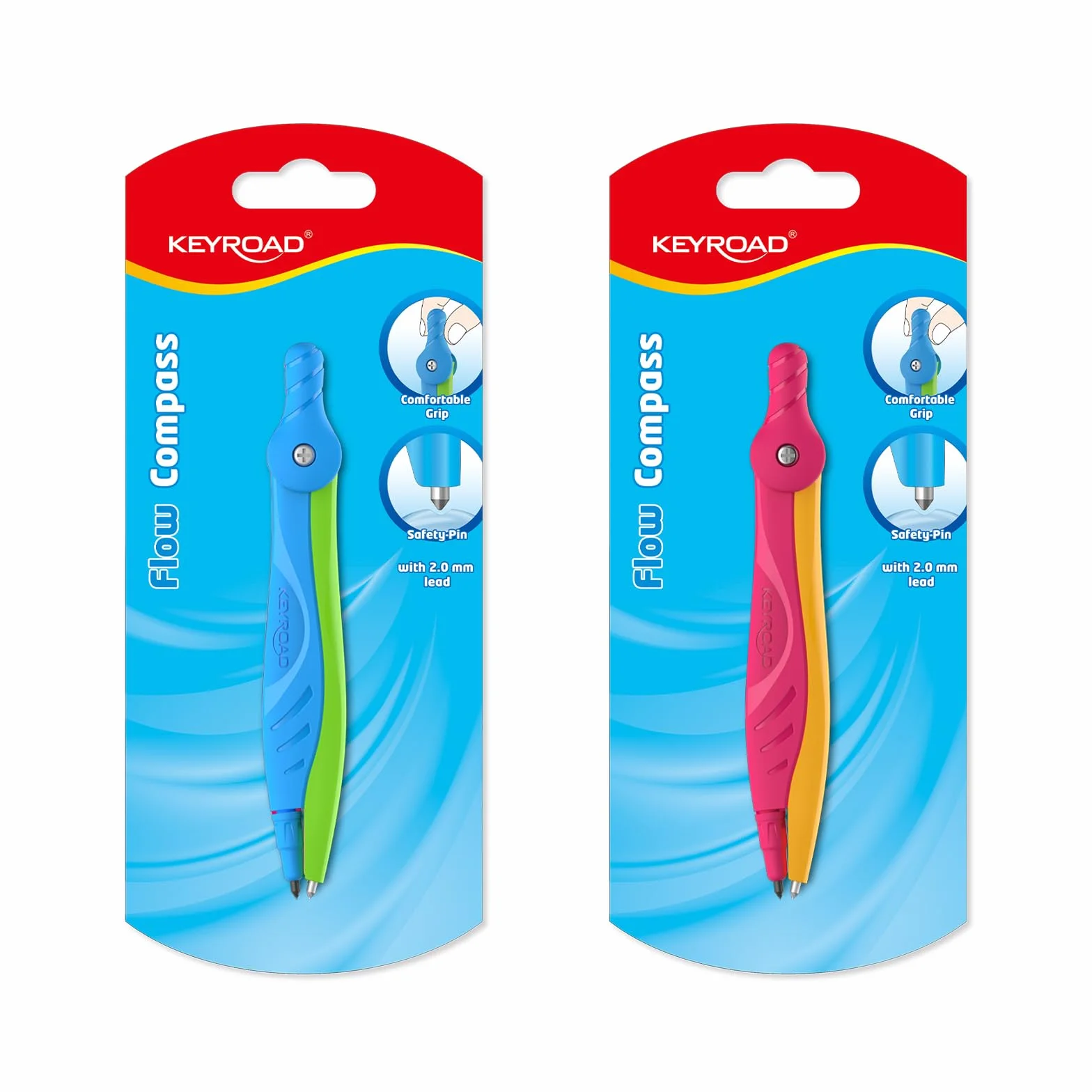 KEYROAD Cyrkiel z tworzywa sztucznego w etui pastelowy / 1 sztuka/wielokolorowy/cyrkiel szkolny kompas/kompas z tworzywa sztucznego/pudełko z tworzywa sztucznego/cyrkiel idealny do szkoły