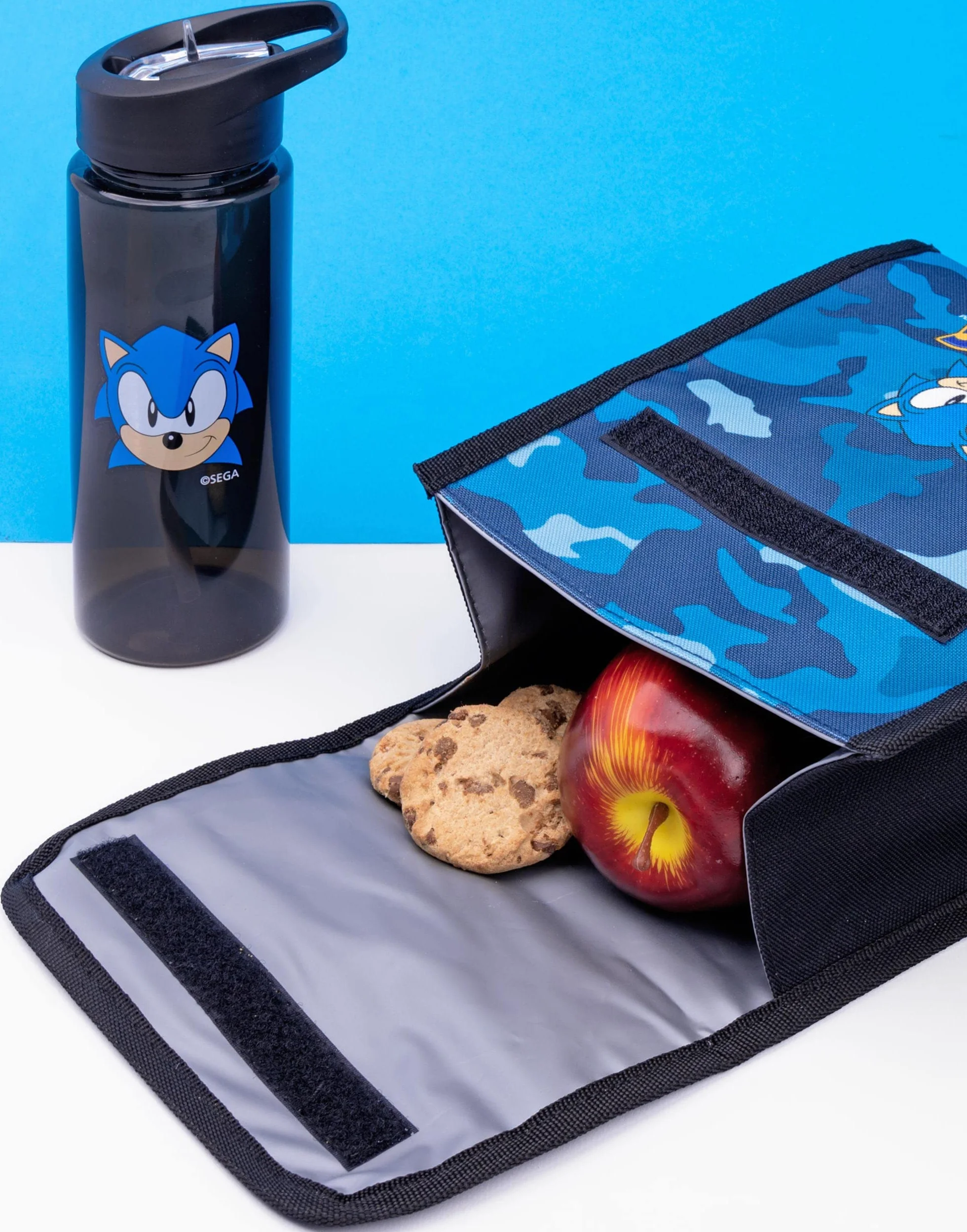 Sonic The Hedgehog Plecak dla chłopców | dziecięcy granatowy plecak szkolny moro, piórnik, butelka na wodę | gadżety do gier, NIEBIESKI, Rozmiar uniwersalny