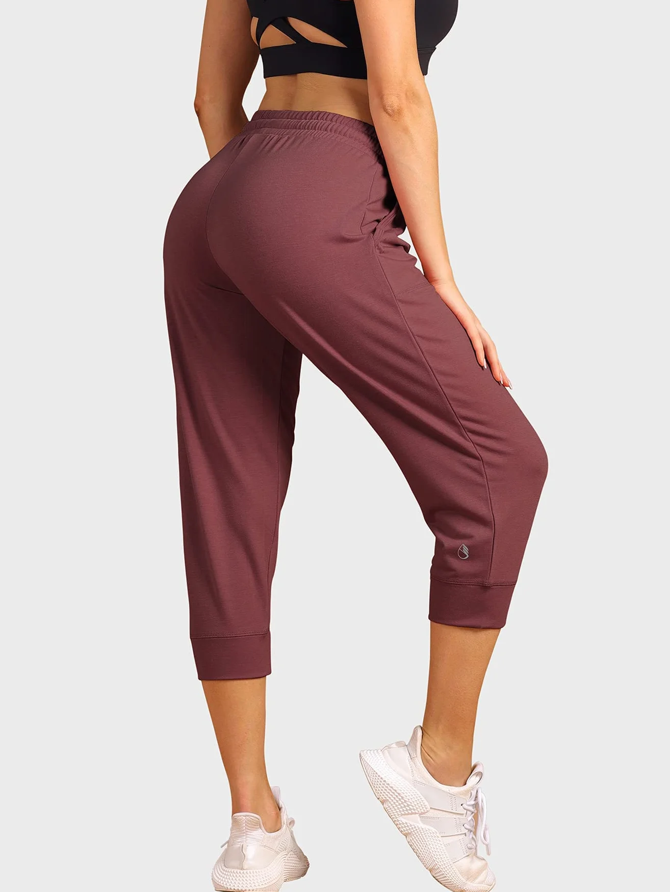 icyzone Damskie spodnie do biegania 3/4 sportowe spodnie do biegania, luźne spodnie dresowe, casualowe spodnie Capri
