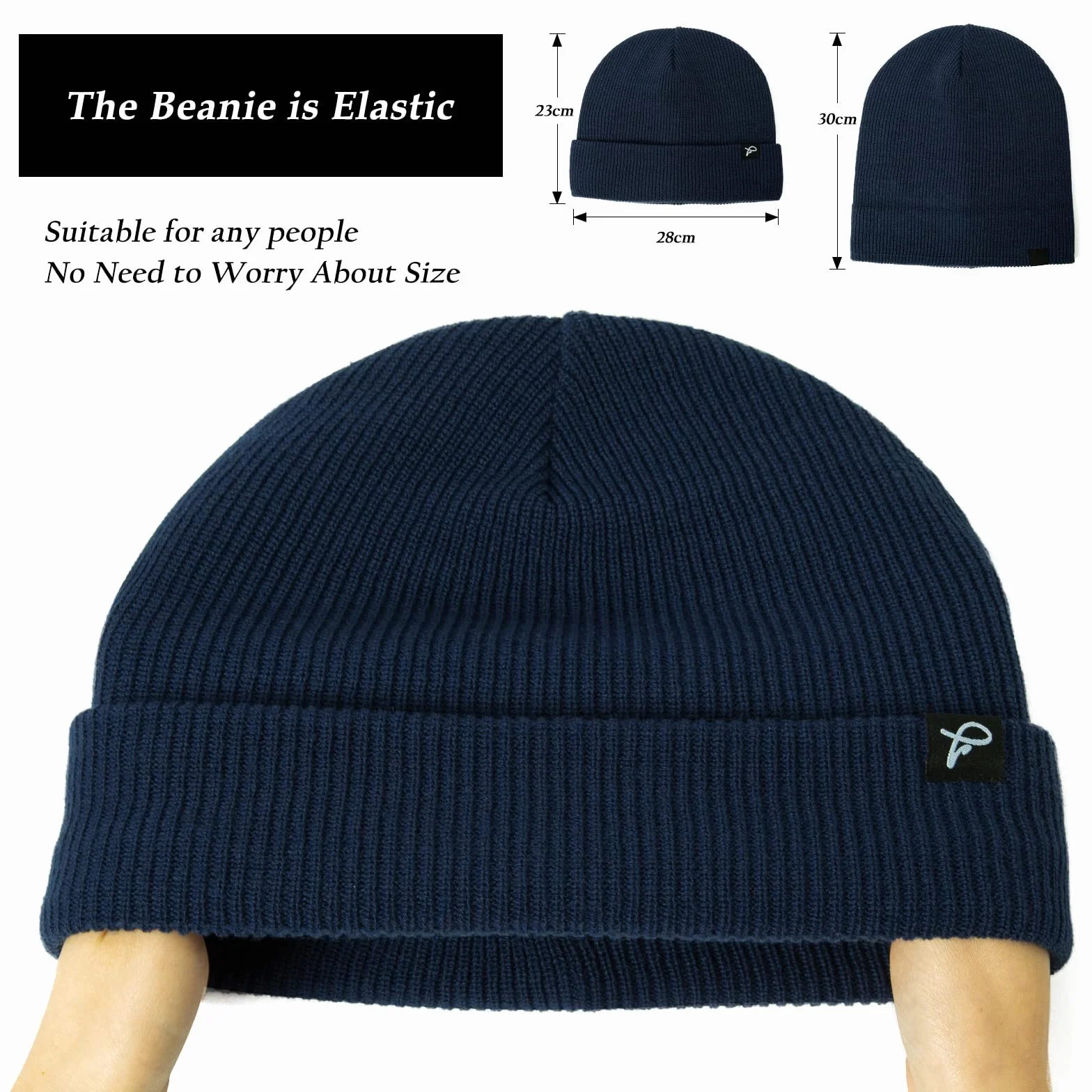 TOP-EX Wodoodporna czapka beanie męska damska czapka beanie z wełny merynosów ciepła czapka zimowa z podszewką polarową na zimną i mokrą pogodę, wiatroszczelna i ciepła i rozciągliwa