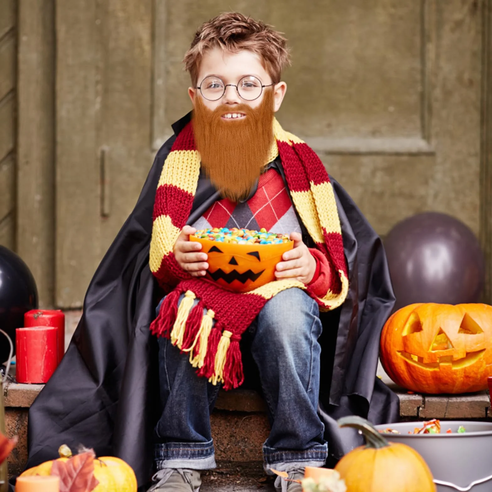 4 szt. Sztuczna broda Halloween, sztuczna broda z gumką, zabawna broda na karnawał, broda na imprezę tematyczną, realistyczna sztuczna broda na maskaradę, Boże Narodzenie i Halloween