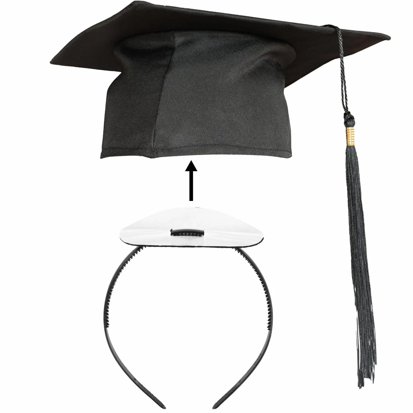 Opaska na Glowe Z Filcowa Podkladka, Czarna Mocna Antyposlizgowa Opaska na Glowe, Akcesoria Czapek Z Podzialka Dla Absolwentów Studenci Bachelor Master Doctor (Czapka Absolwenta Nie Jest Dolaczona)