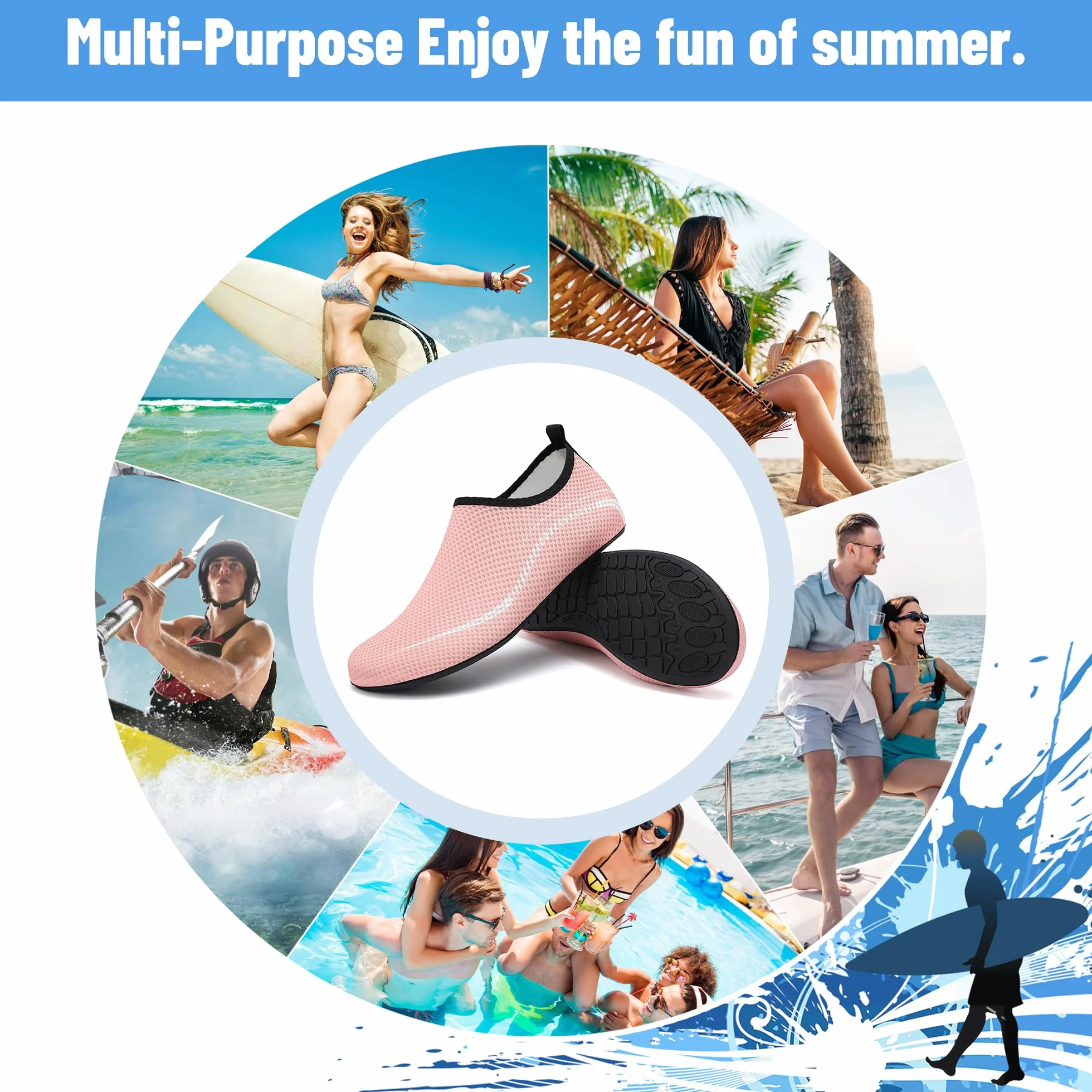 Buty do Wody Water Shoes Buty do SportóW Wodnych Lekkie Buty do PłYwania Buty PlażOwe Buty do Jogi Buty do Surfowania dla Kobiet I MężCzyzn.Różowy, 41EU