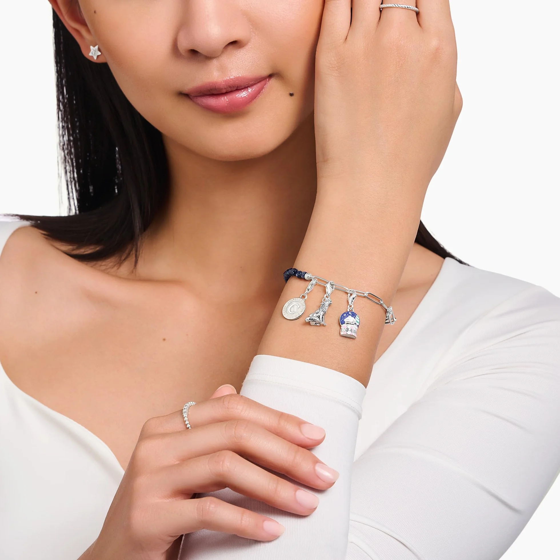 Thomas Sabo Zawieszka z białą monetą, srebro wysokiej próby 925, 1998-007-14, jeden rozmiar, srebro wysokiej próby, bez kamieni szlachetnych