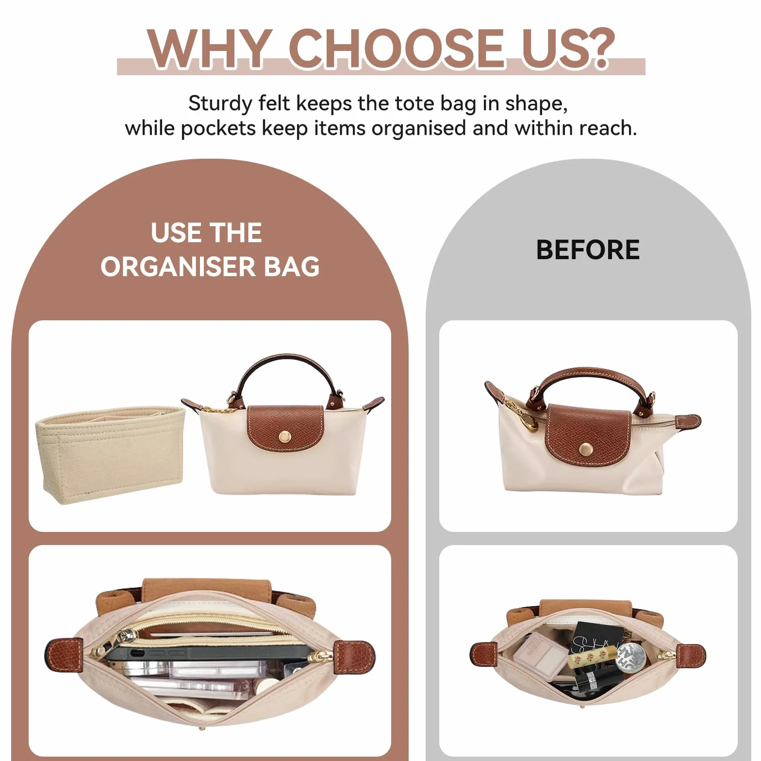 Pasek na ramię do torebki typu Longchamp, pasek na ramię i organizer do mini torby Longchamp, organizer do portfela z wieloma kieszeniami, regulowany pasek zapasowy ze skóry (bez opakowania)