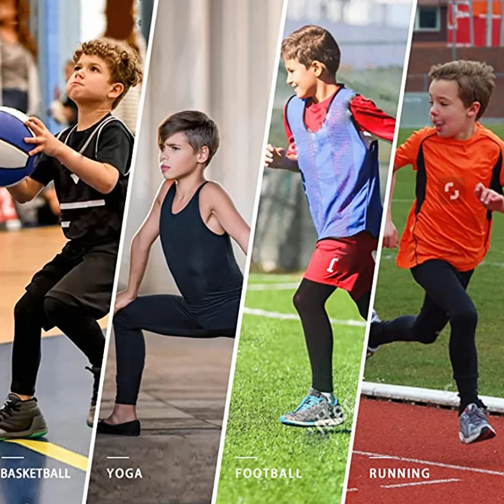 Echinodon Dziecięca Bielizna Sportowa Piłka Nożna Chłopiec Bielizna Funkcjonalna Zestaw Koszulka Kompresyjna + Spodnie Kompresyjne Bielizna Kompresyjna do Treningu Narciarstwa Kolarstwa