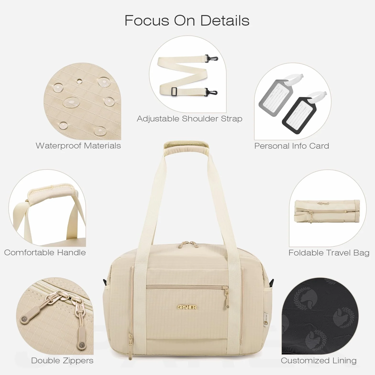 SPAHER Torba Podróżna Bagaż Podręczny Ryanair 40x20x25 Torba Sportowa Weekendowa Pływacka Wodoodporna Torby Szpitalna Ciążowa Fitness Cabin Duffle Bag dla Kobiet Mężczyźni