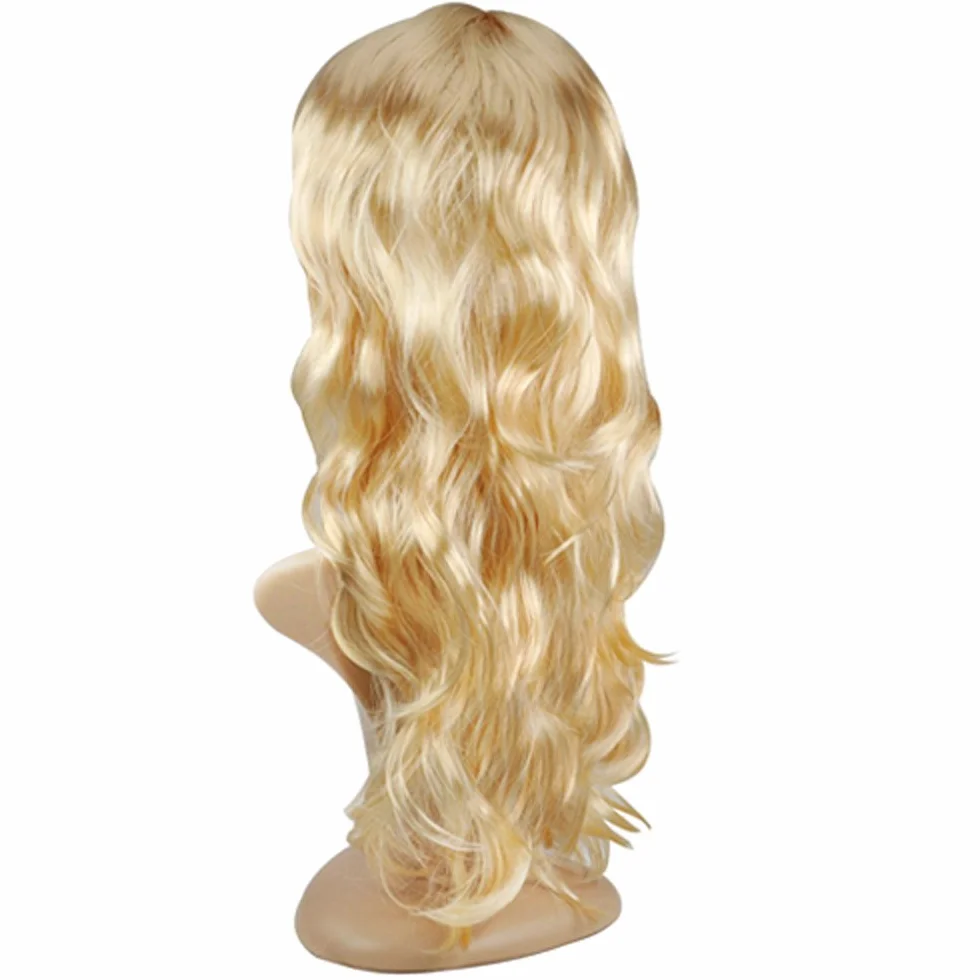 TRIXES Blond peruka – falowane, naturalnie wyglądające włosy z frędzlami – na imprezę kostiumową, Cosplay, Halloween