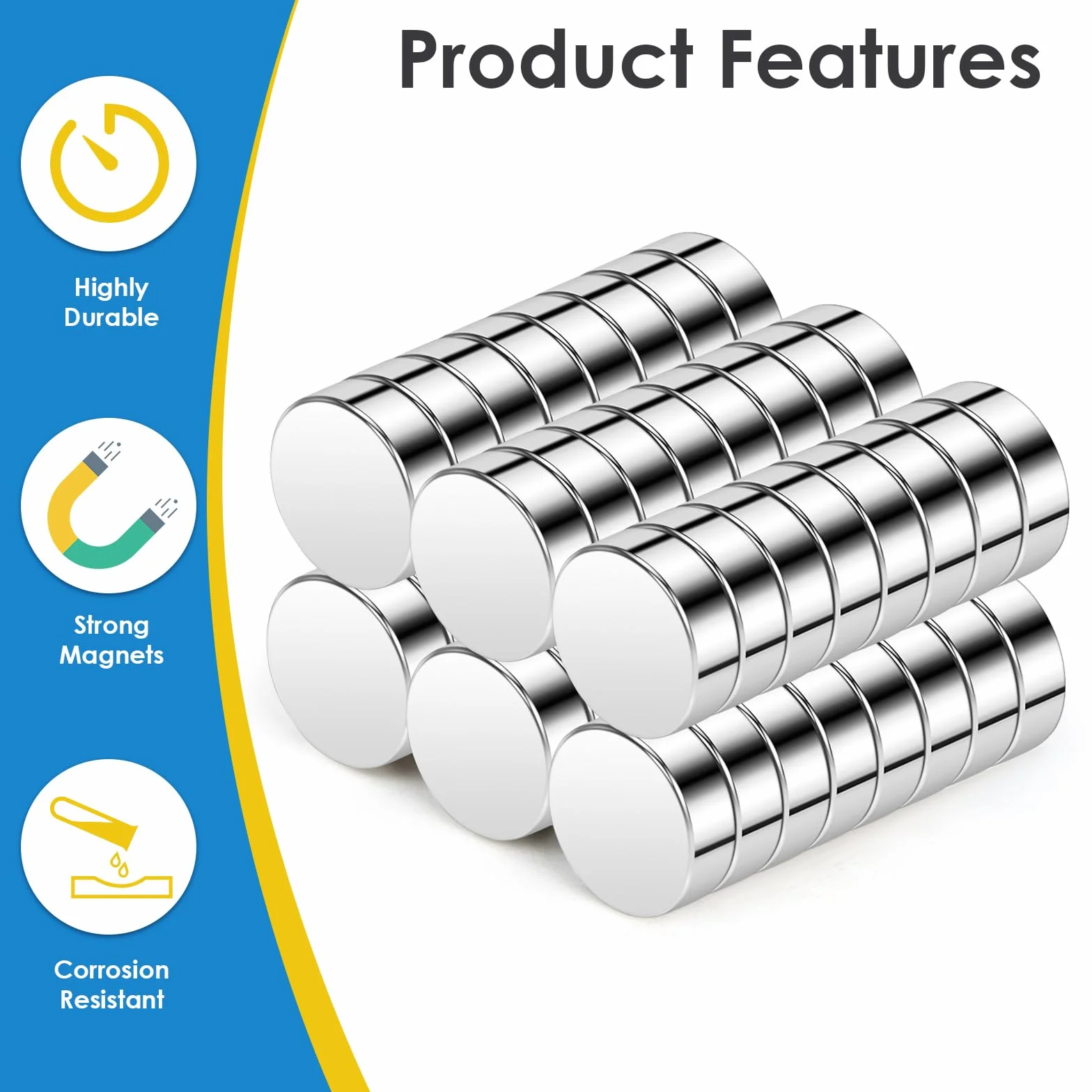 Małe magnesy 10x3mm, mocne, 50 sztuk, mini magnesy na lodówkę, okrągłe magnesy neodymowe do rękodzieła, domu, biura, zdjęć, kart i majsterkowania